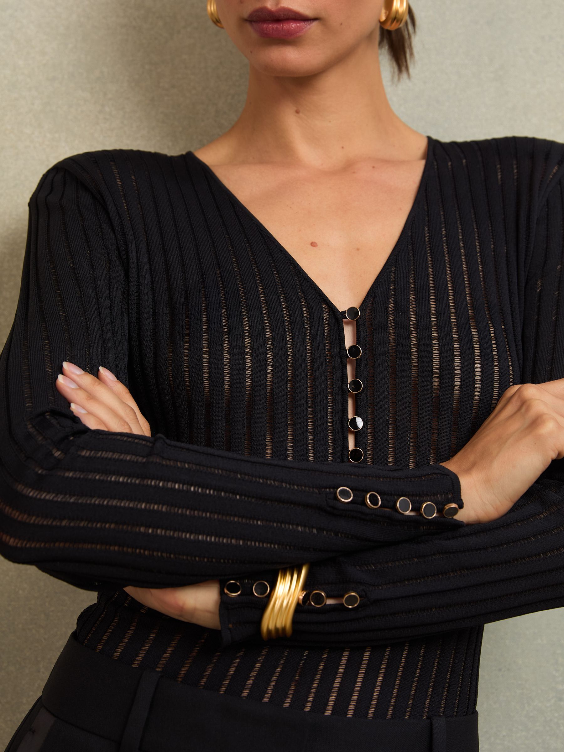 Atelier Ladder-Stitch Knit Bodysuit in Black