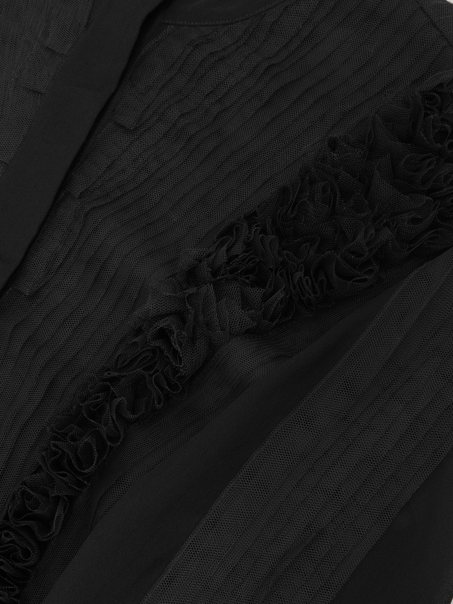 Atelier Sheer Ruffle-Trim Blouse in Black