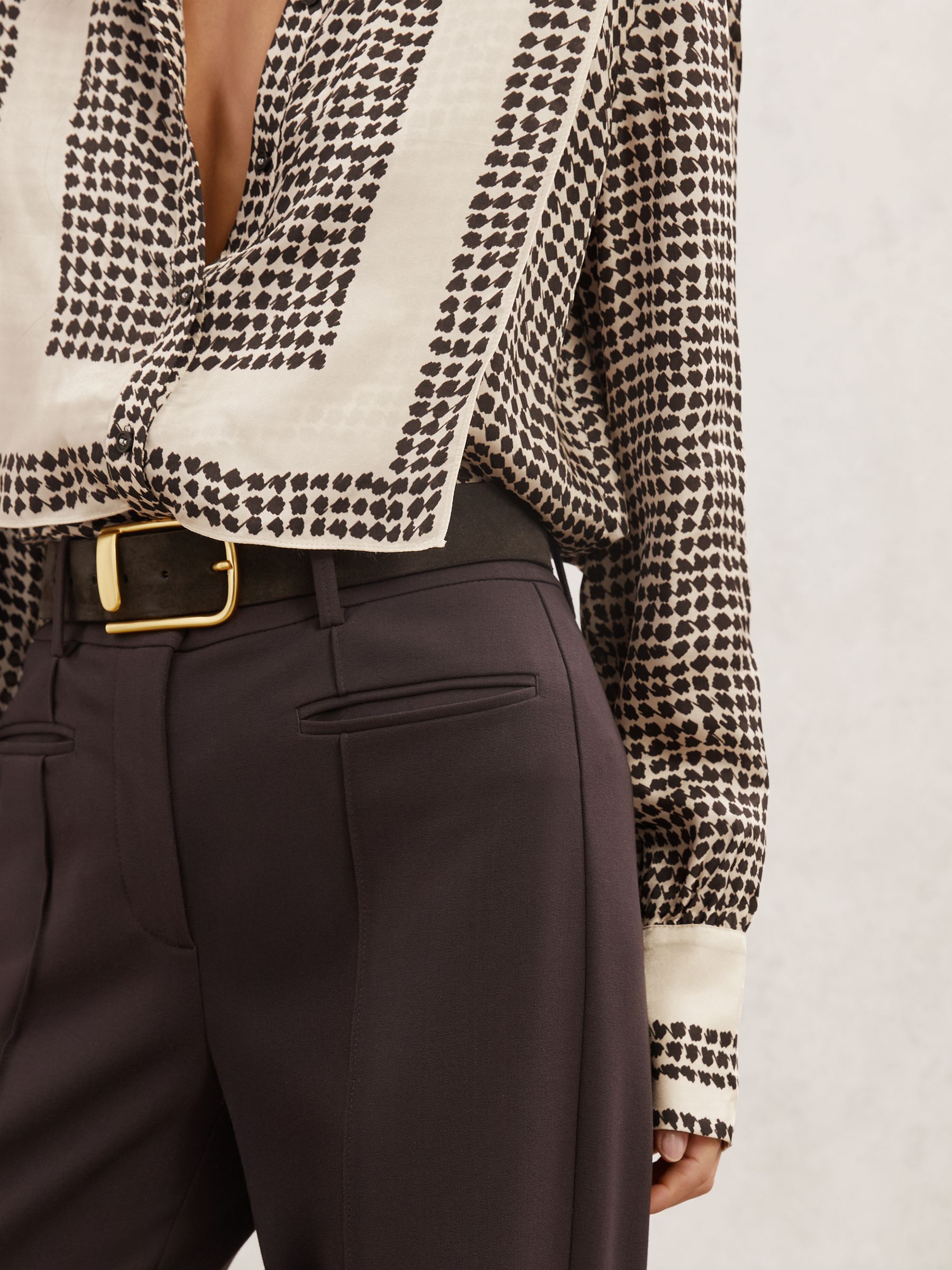 Tile-Print Bib Shirt in Ivory/Black