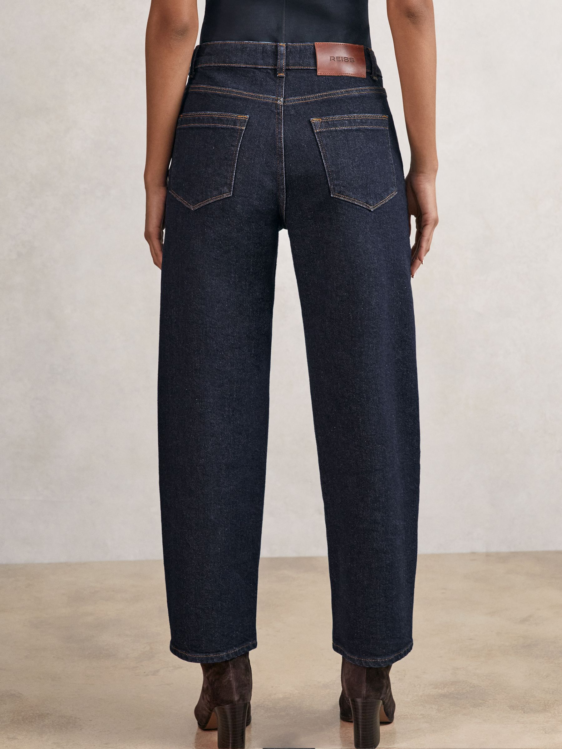 Mid-Rise Straight-Leg Jeans in Dark Blue