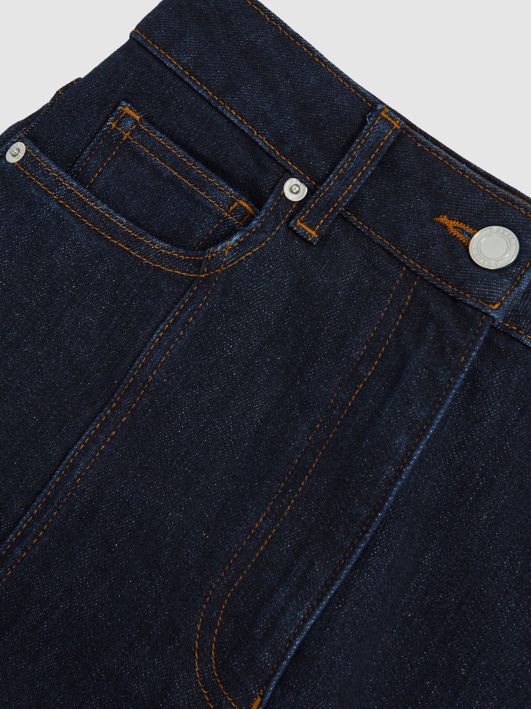 Flared Seam-Detail Jeans in Indigo