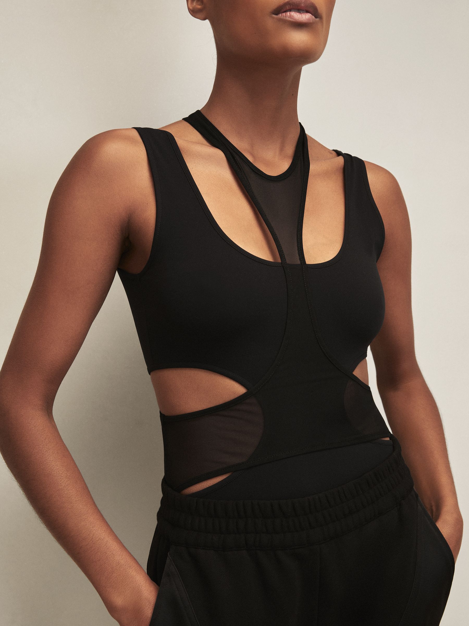 Reiss | Royal Ballet Mesh Bodysuit in Black