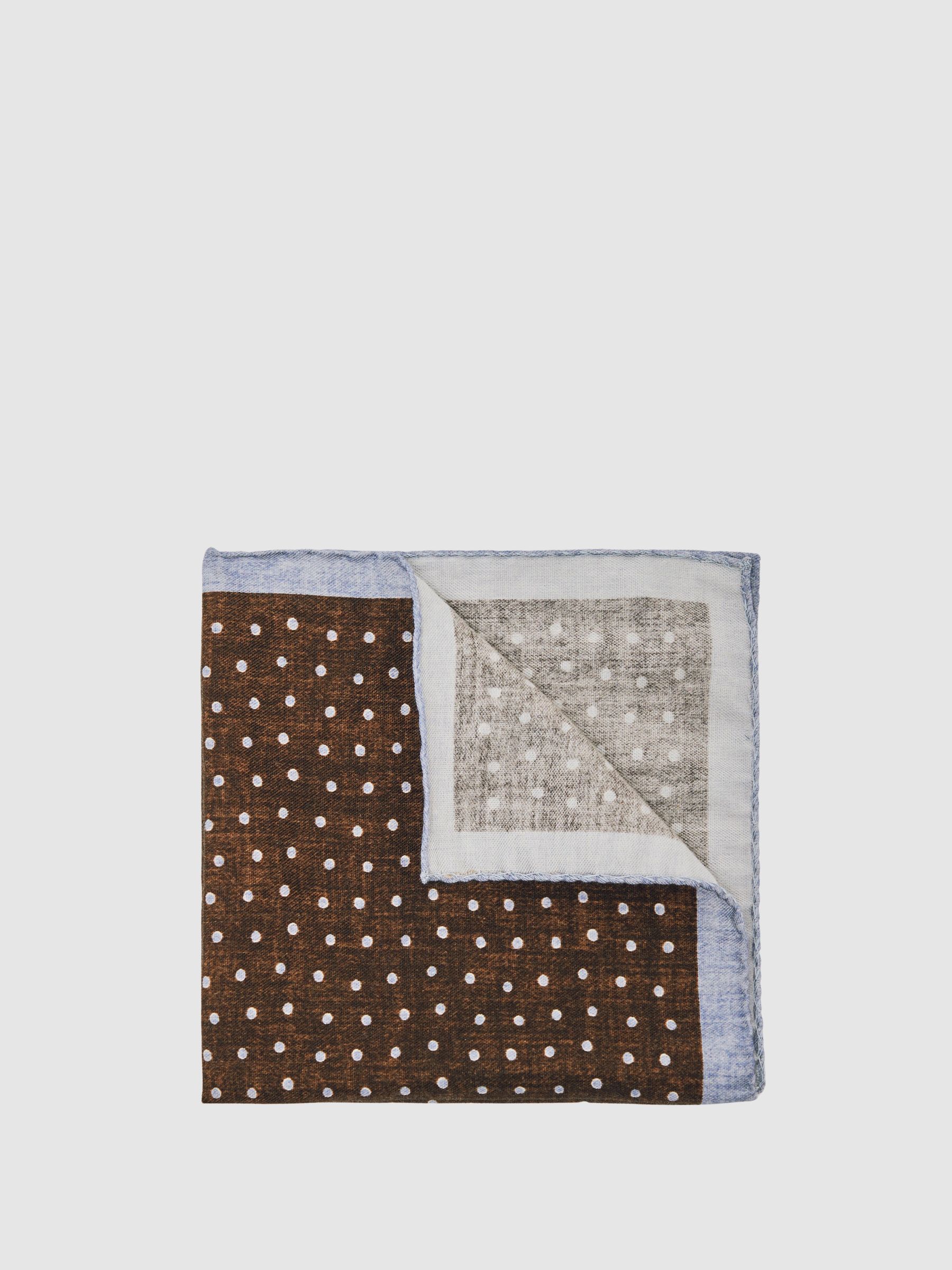Wool-Cotton Polka-Dot Pocket Square in Grey Melange
