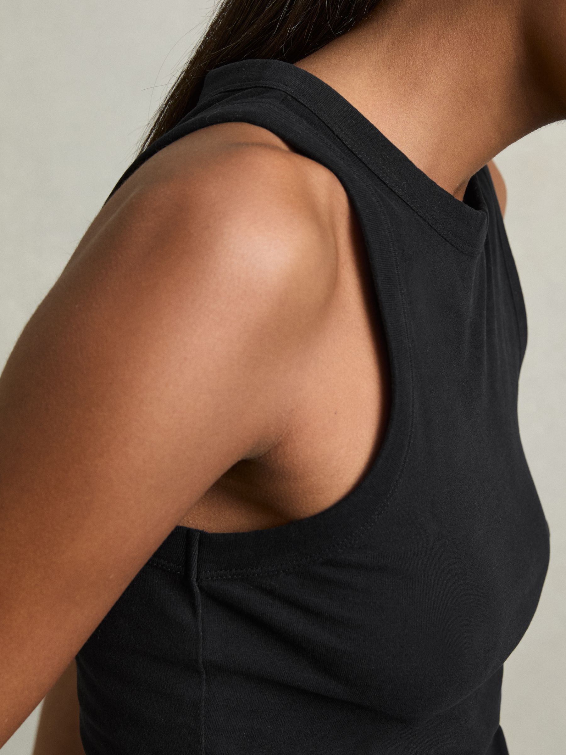 Stretch-Cotton Racerback Vest in Black
