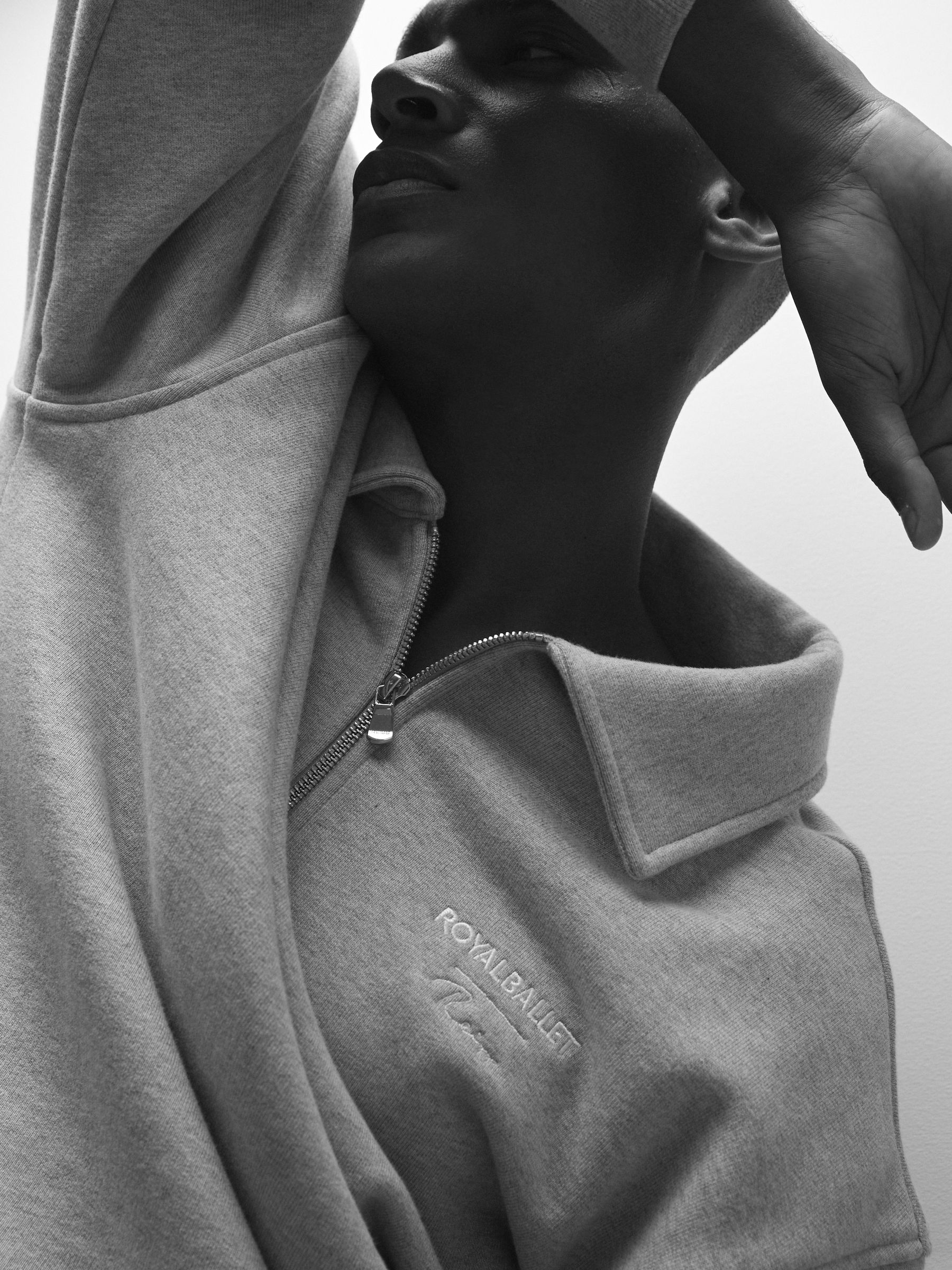 Reiss | Royal Ballet Zip Sweatshirt Unisex Fit in Grey Melange