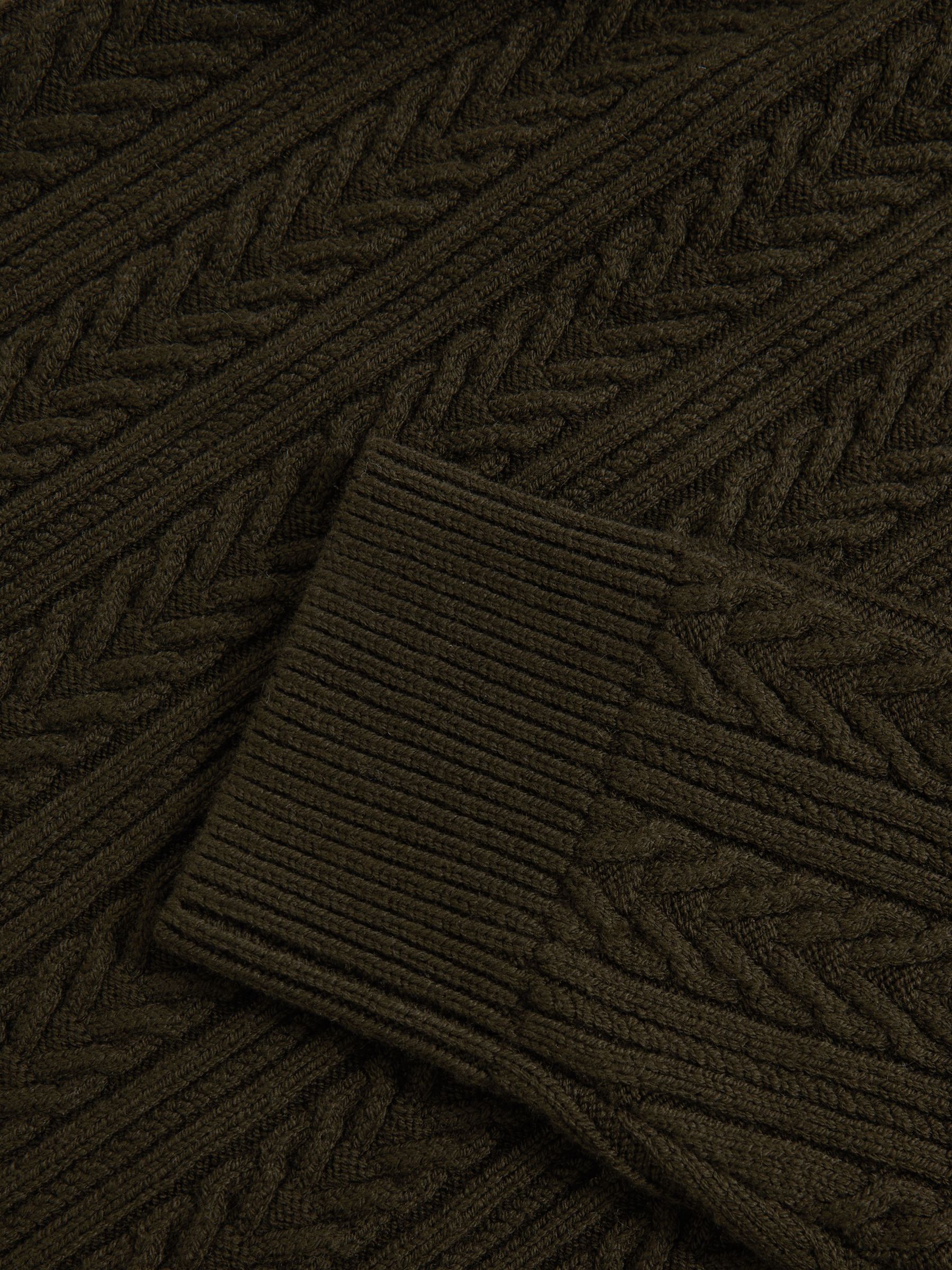 Cable-Knit Roll-Neck Jumper With Wool in Dark Olive Green