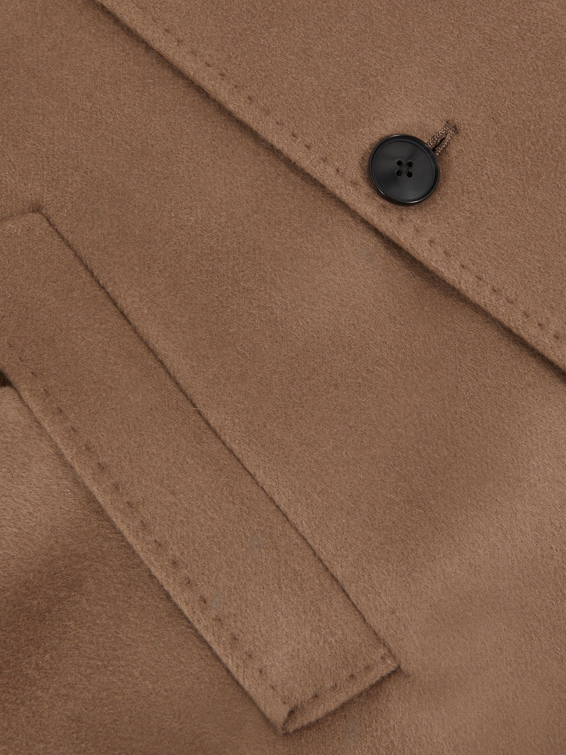 Wool-Blend Double-Breasted Overcoat in Light Brown