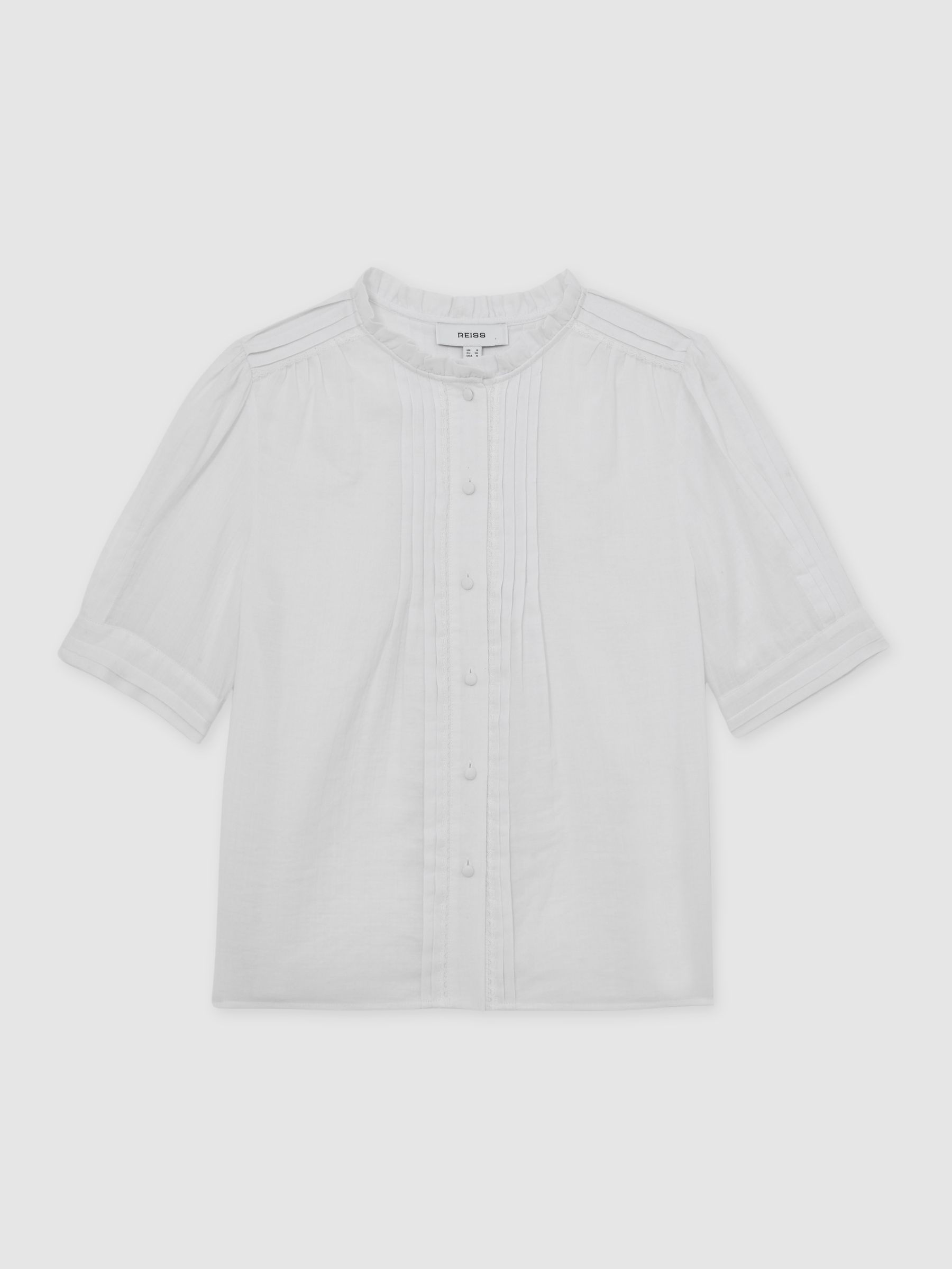 Cotton Cheesecloth Pleated Top in White