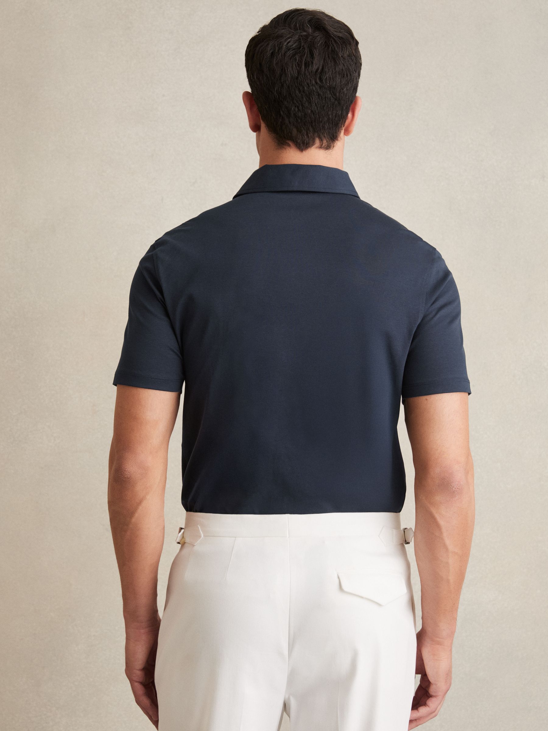 Air-Water Cotton Polo Shirt in Navy