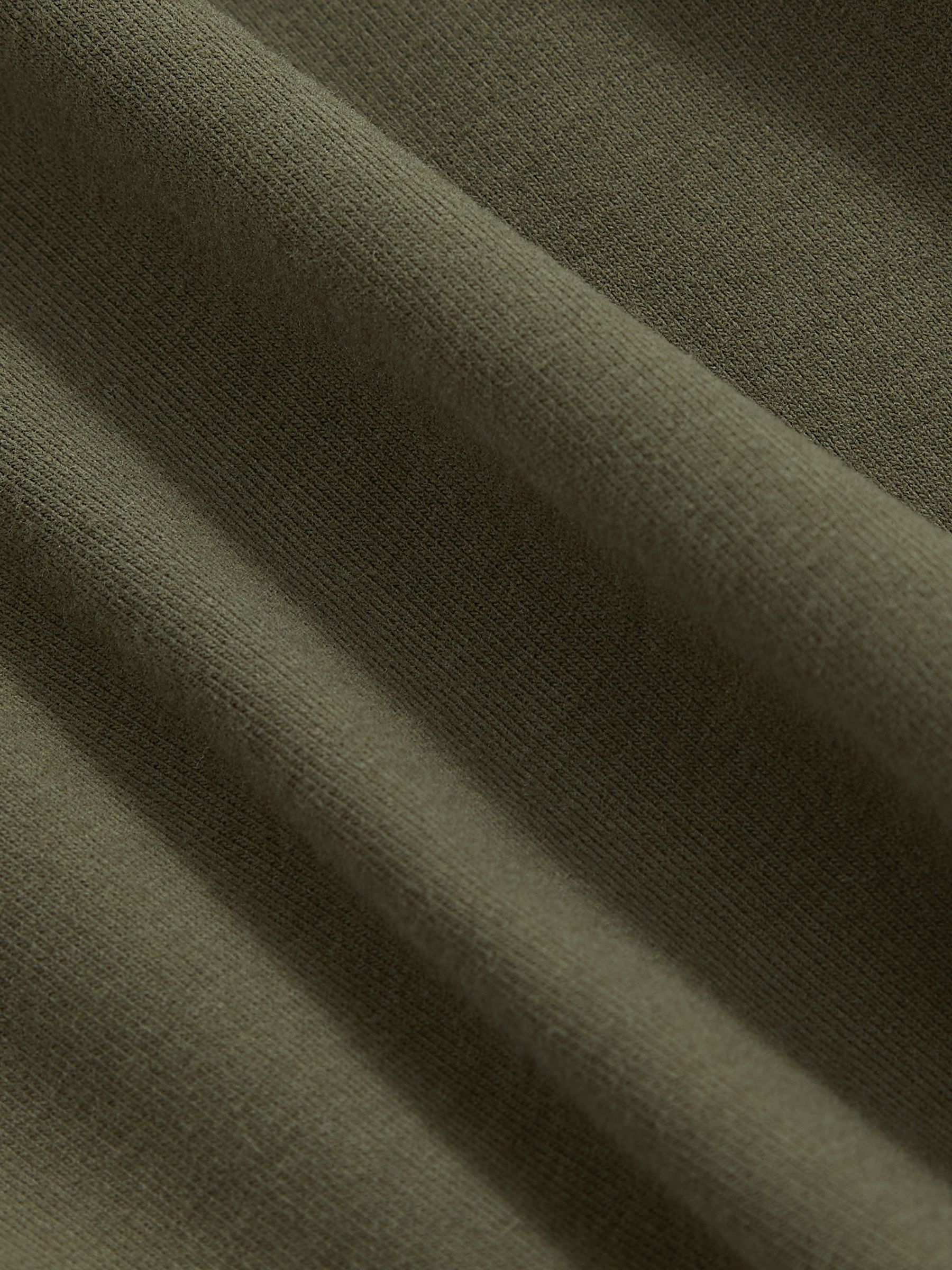 Stretch Cotton V-Neck T-Shirt in Khaki Green