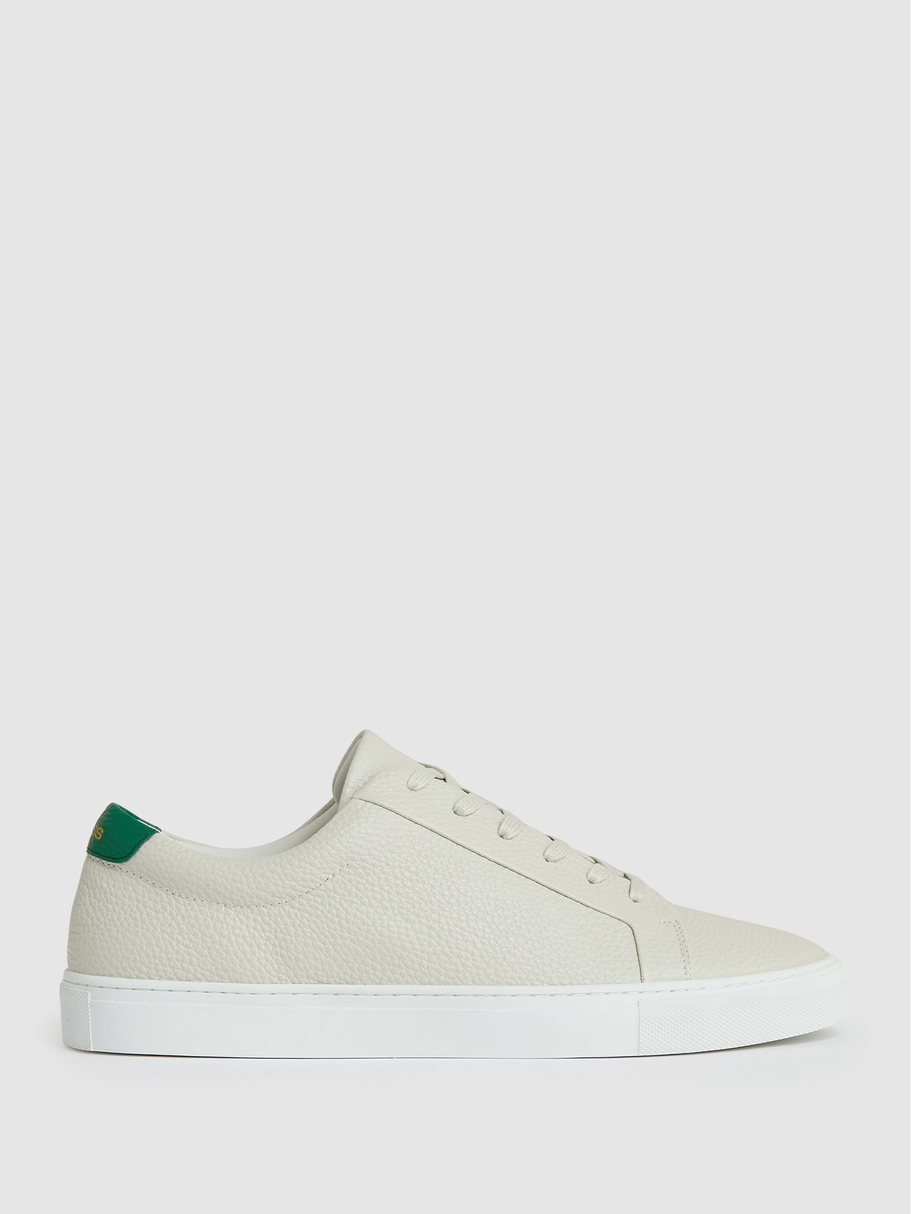 Tumbled-Leather Low-Top Trainers in White