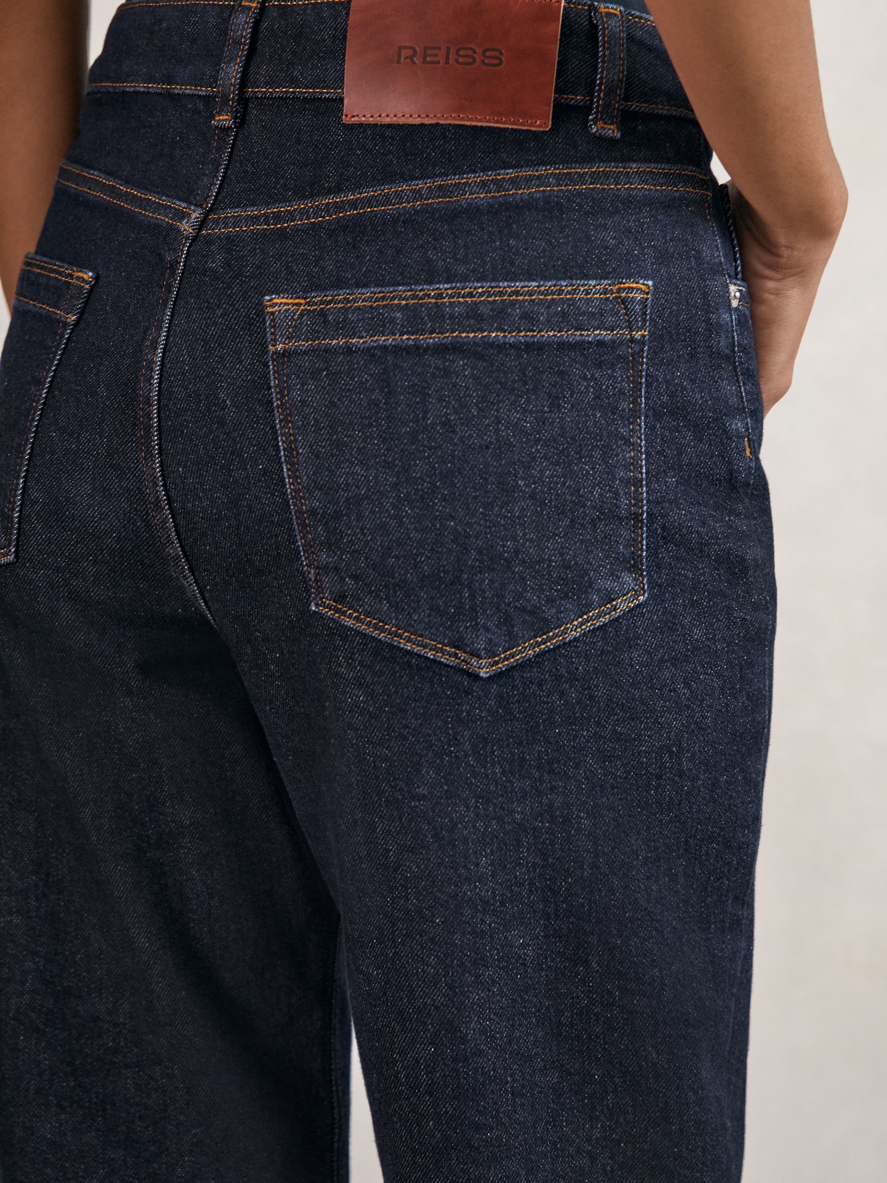 Petite Mid-Rise Straight-Leg Jeans in Dark Blue