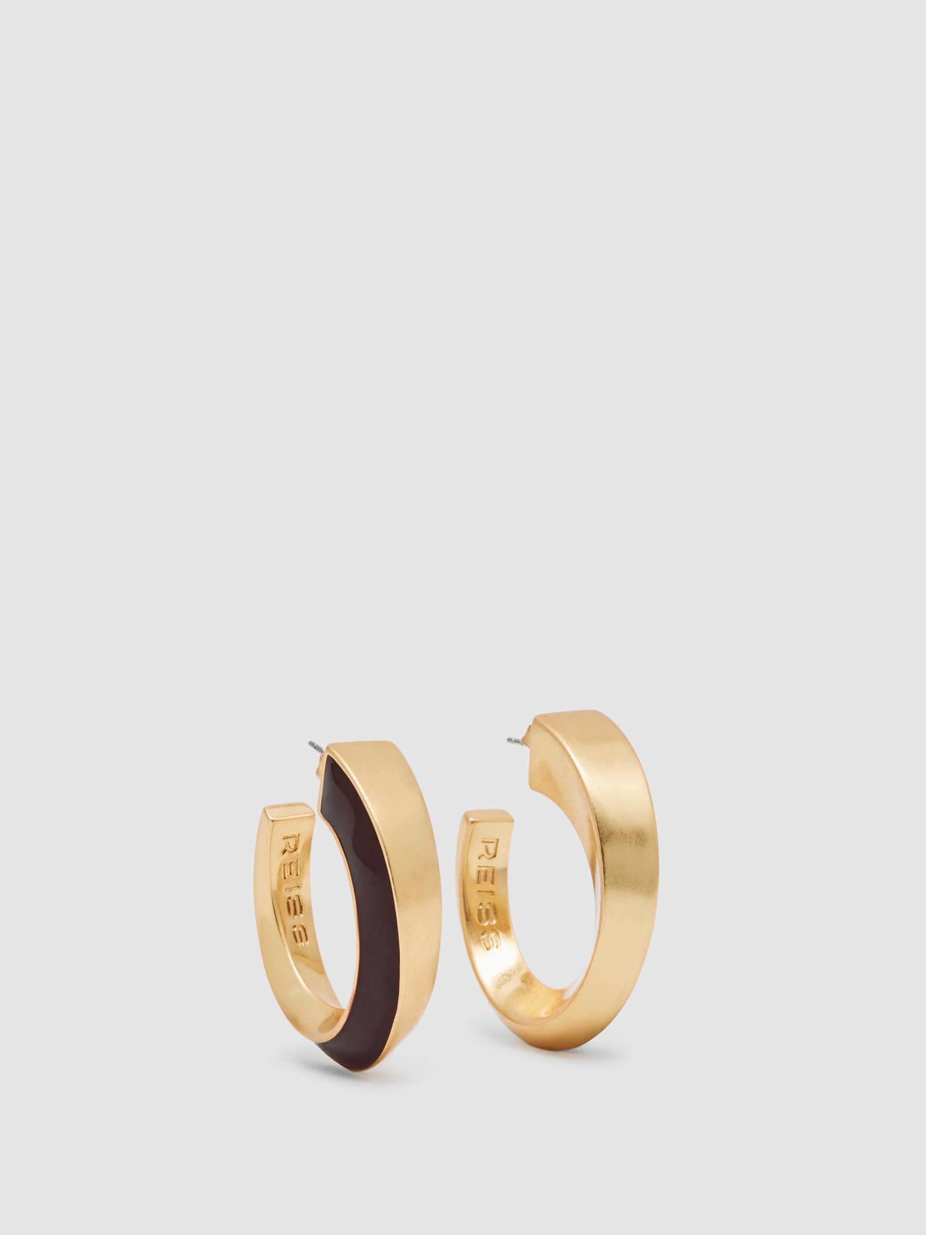 Tone Twist Enamel Hoop Earrings in Gold