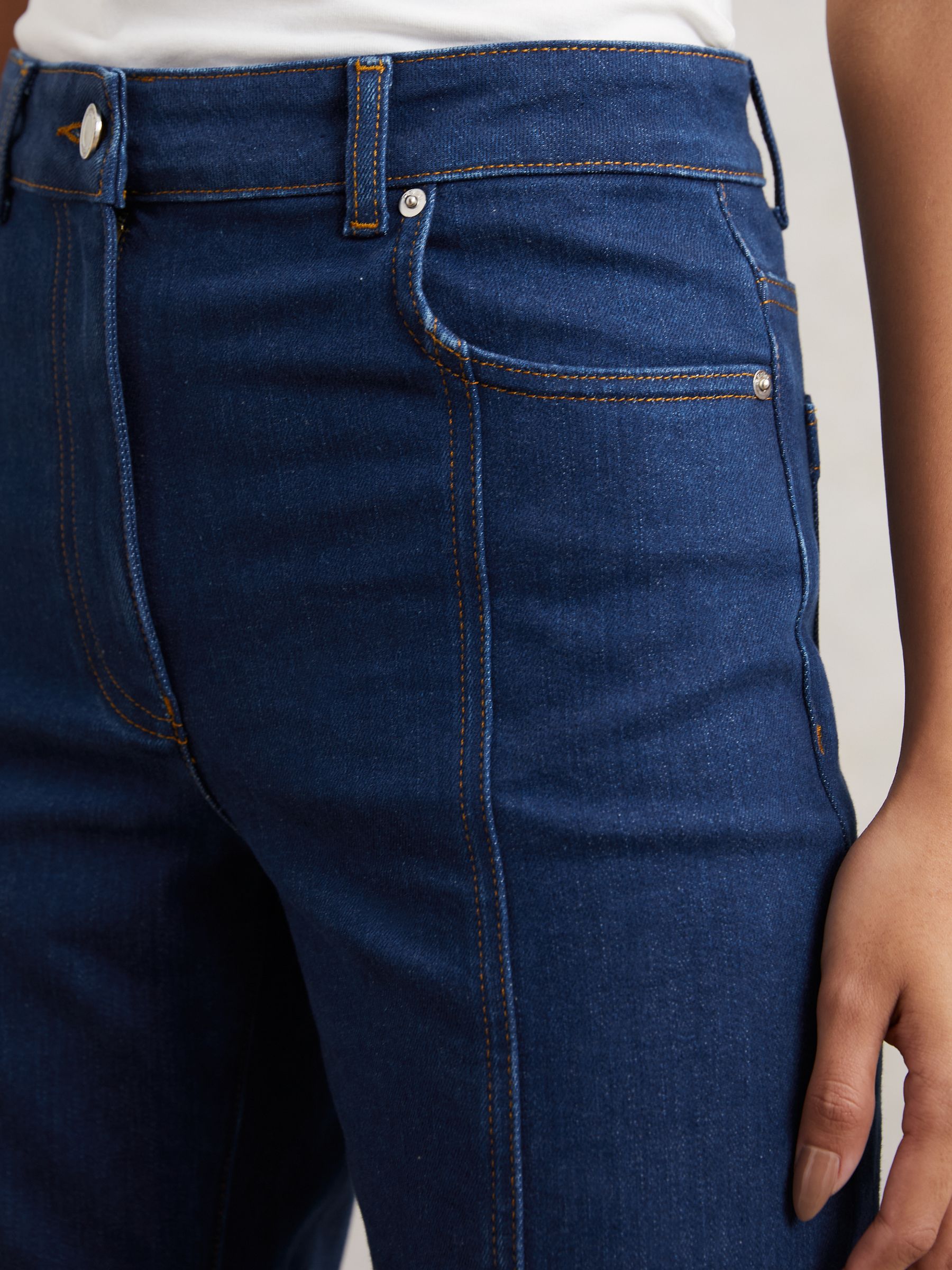 Petite Flared Seam-Detail Jeans in Blue