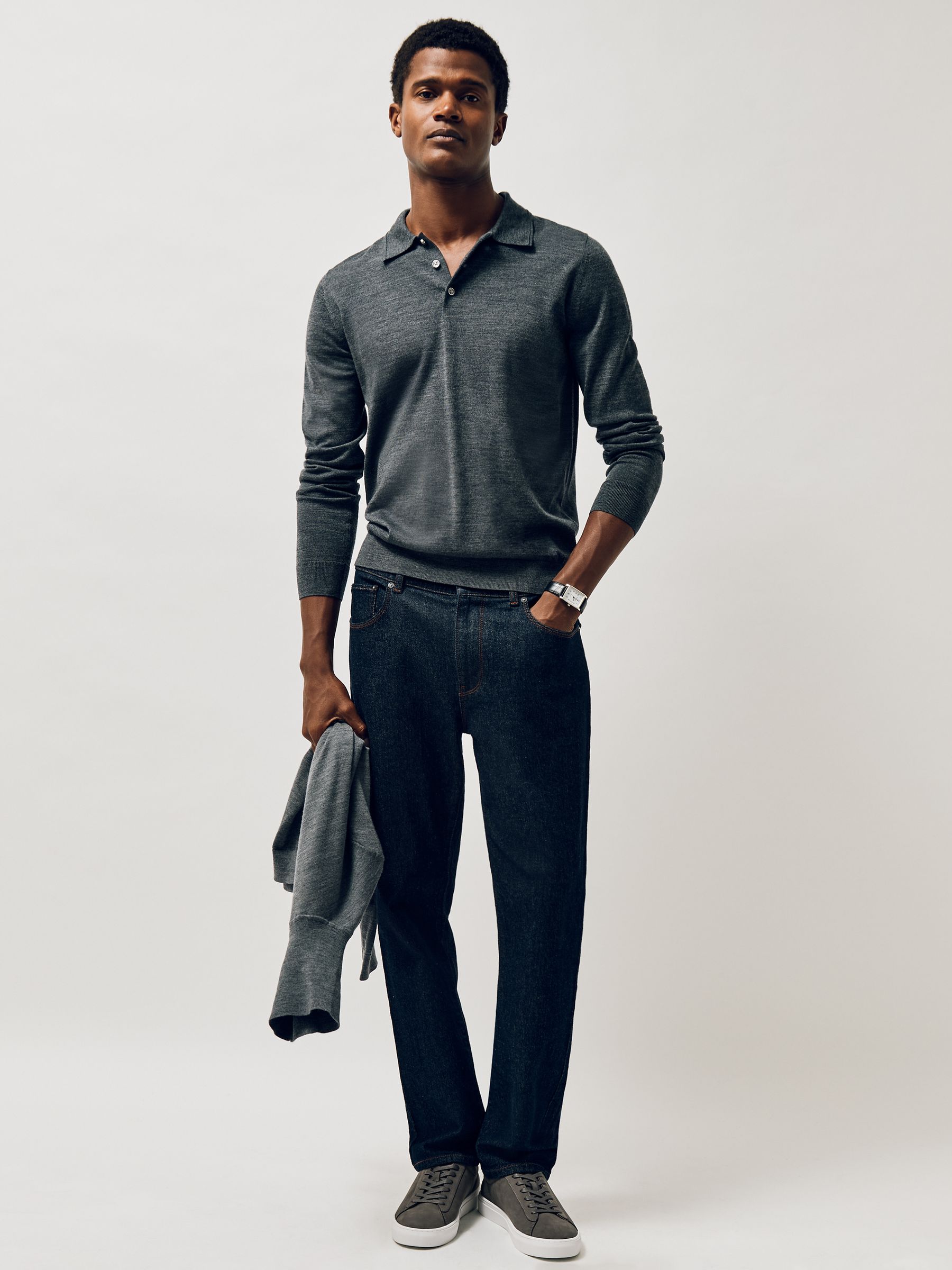 Nubuck Leather Low-Top Trainers in Grey