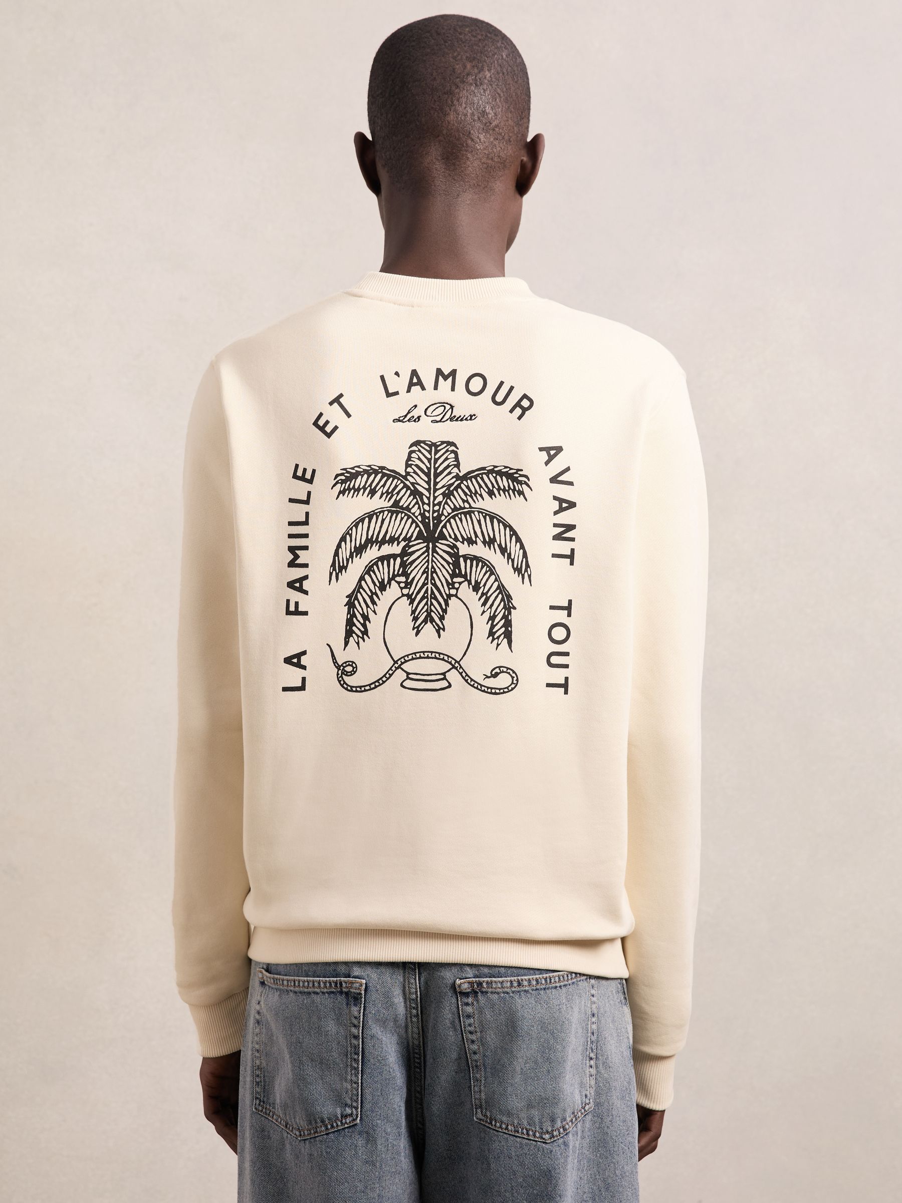 Les Deux Cotton Printed Sweatshirt in Ivory