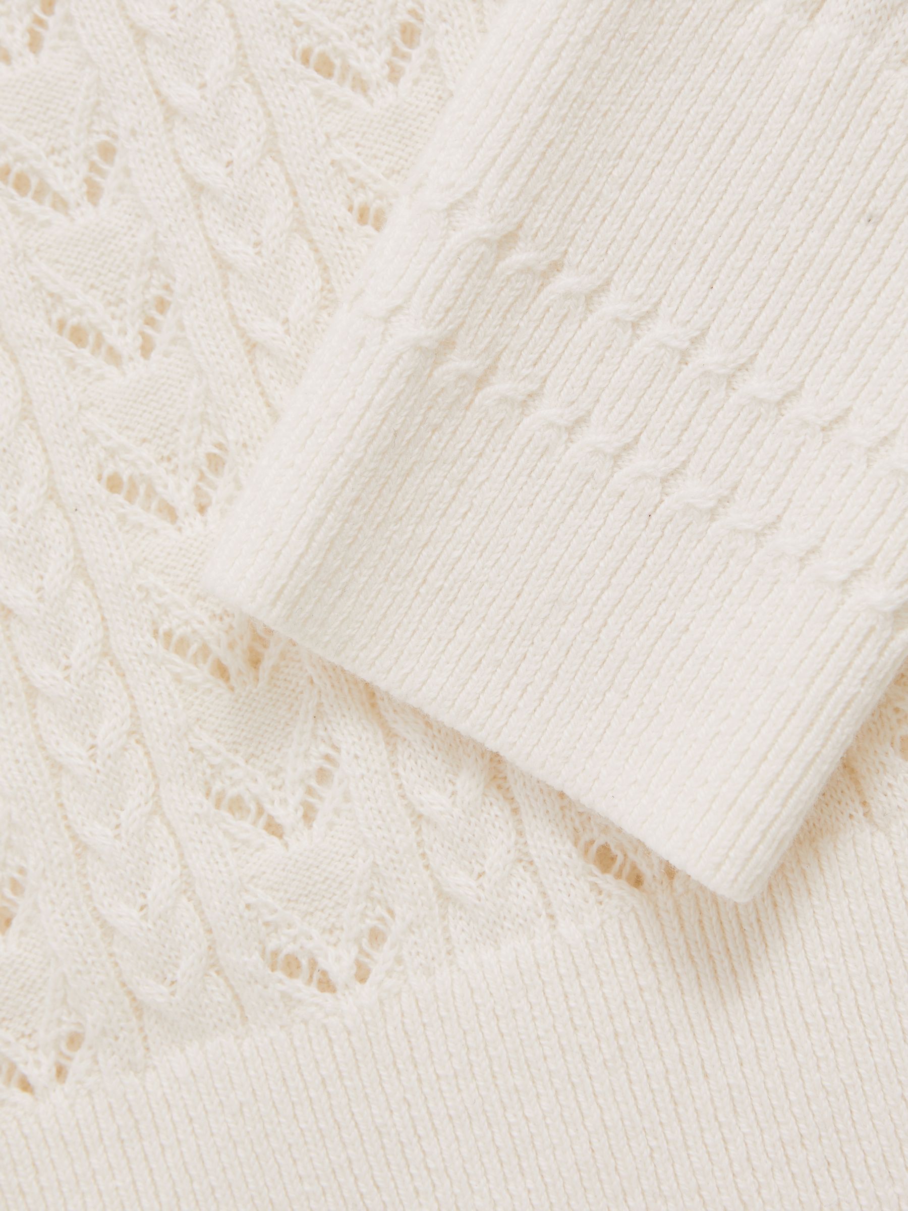 3-9 yrs Wool-Cotton Pointelle Jumper in Ivory