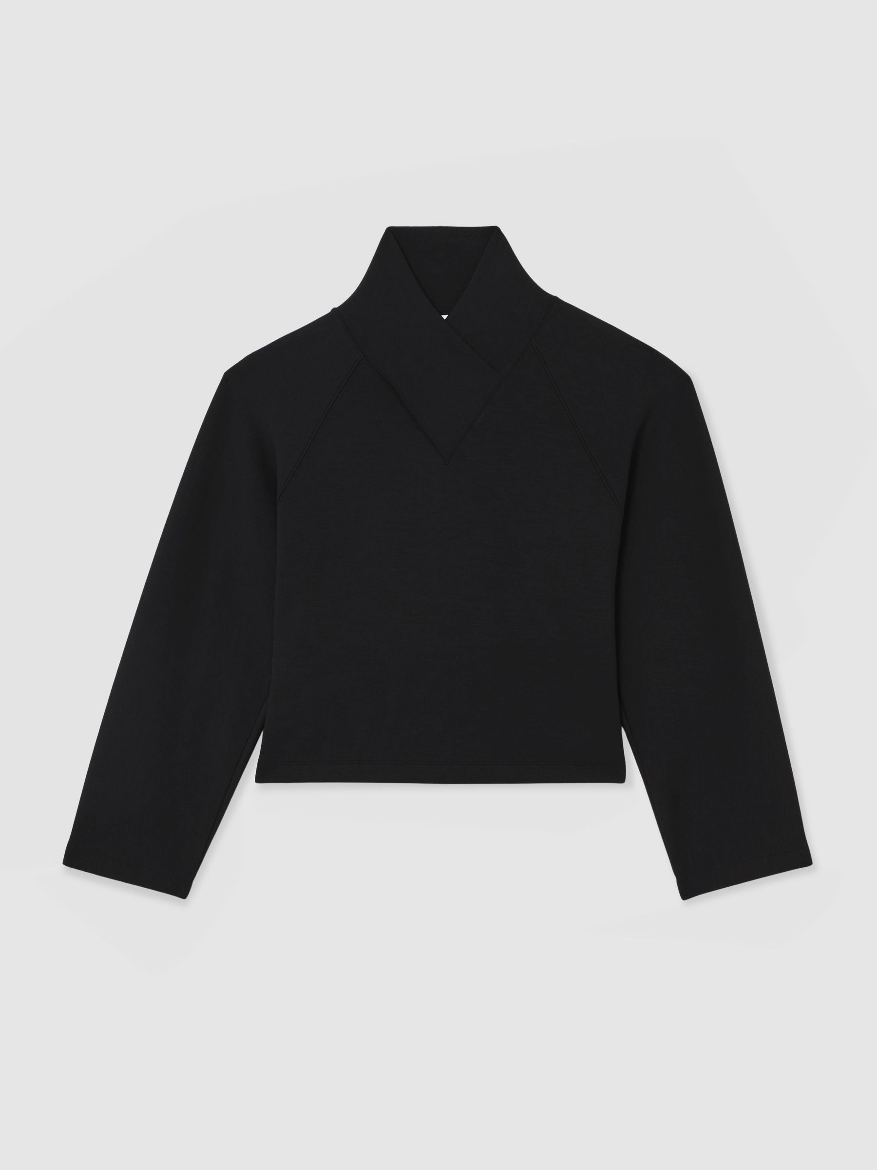 Modal-Blend Interlock Shawl Sweatshirt in Black