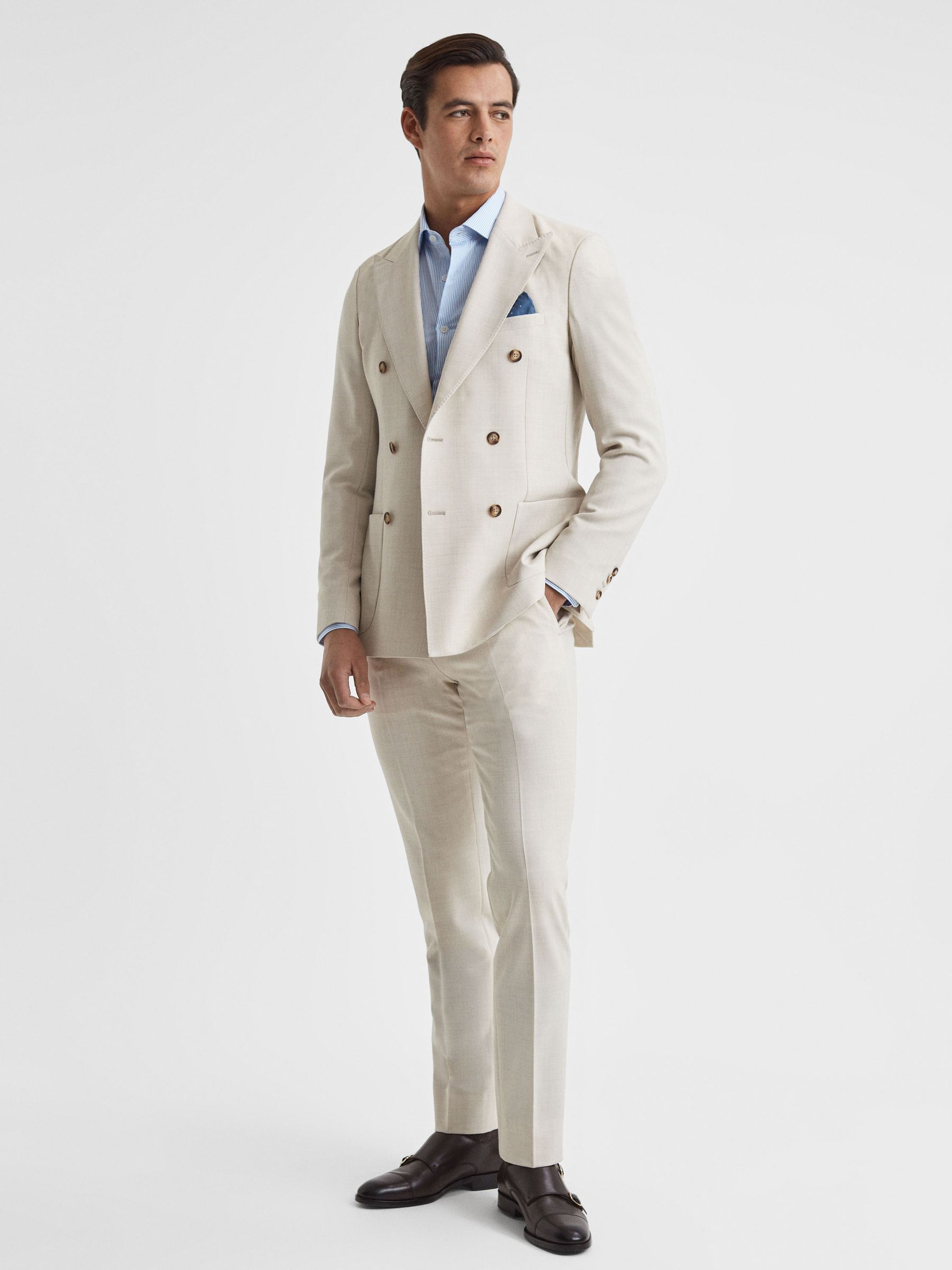 Leather Double Monk Strap Shoes in Dark Brown