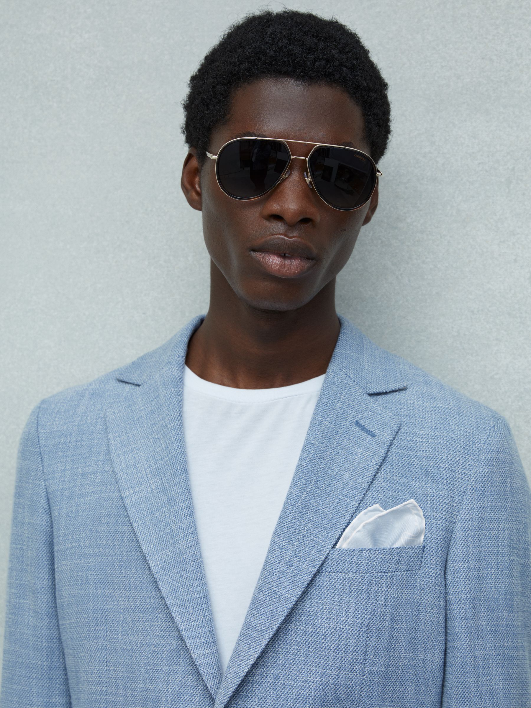 Polka Dot Silk Pocket Square in Light Blue