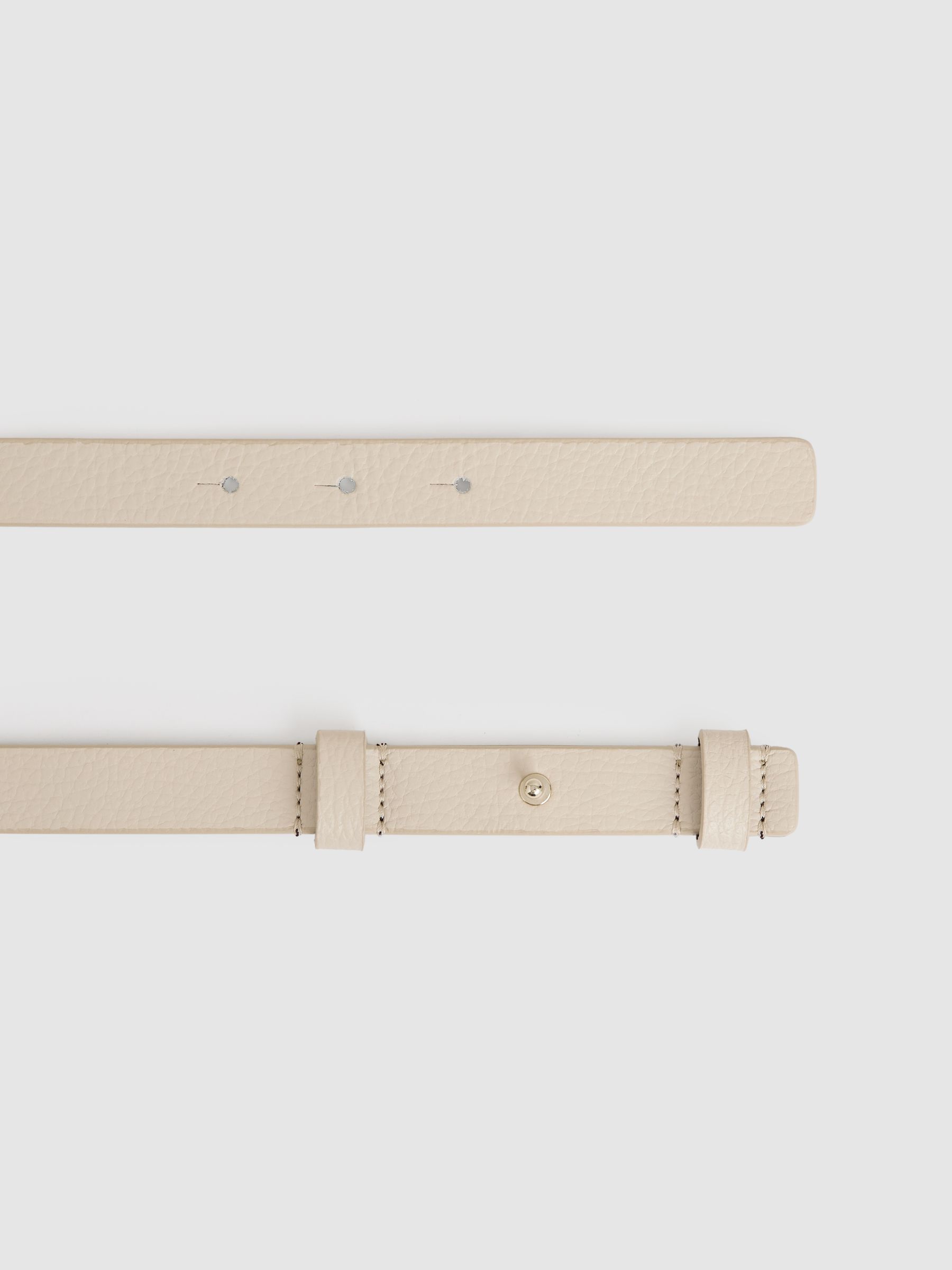 Leather Square Hinge Belt in Stone