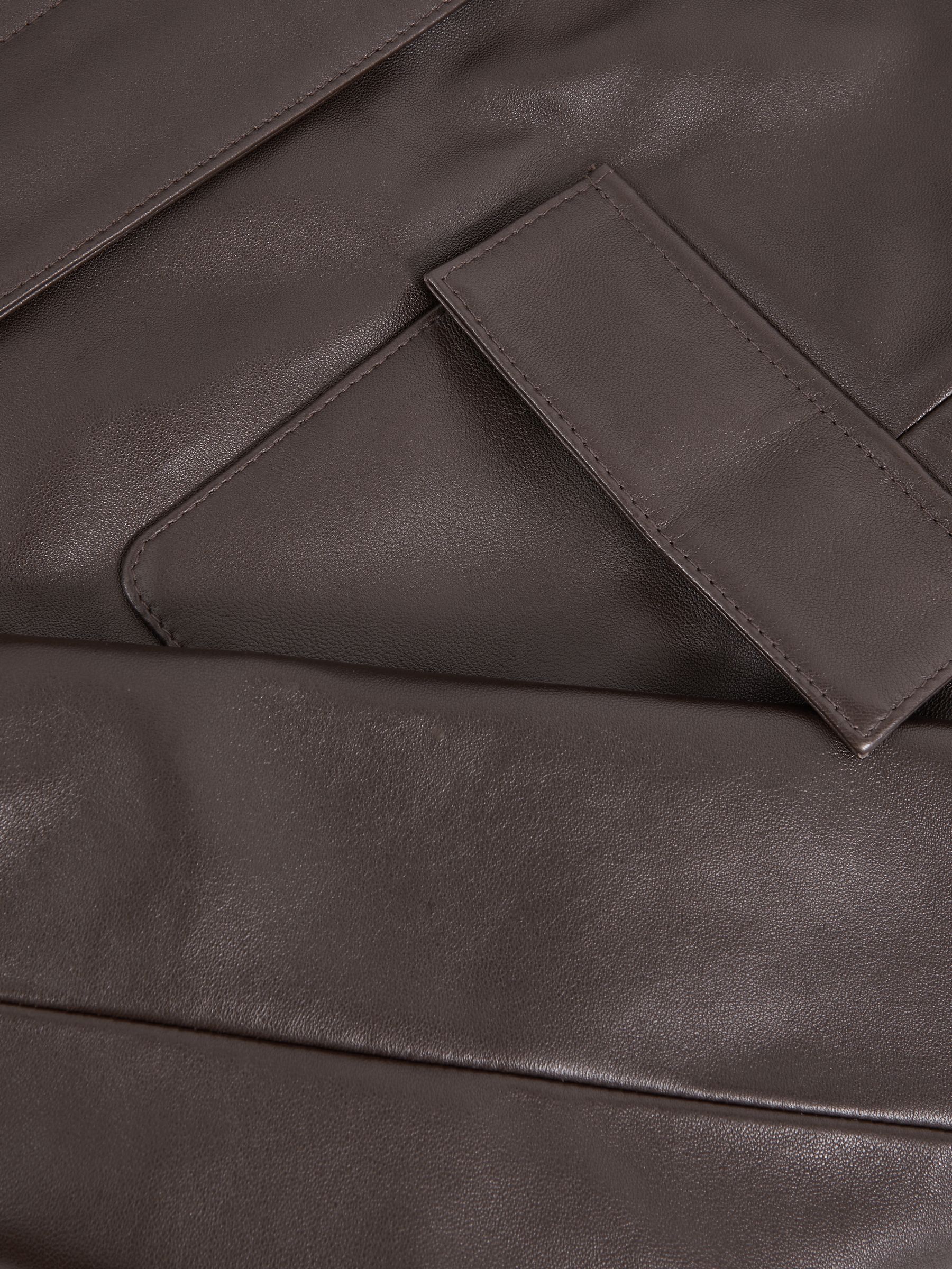 Collared Leather Jacket in Chocolate Brown