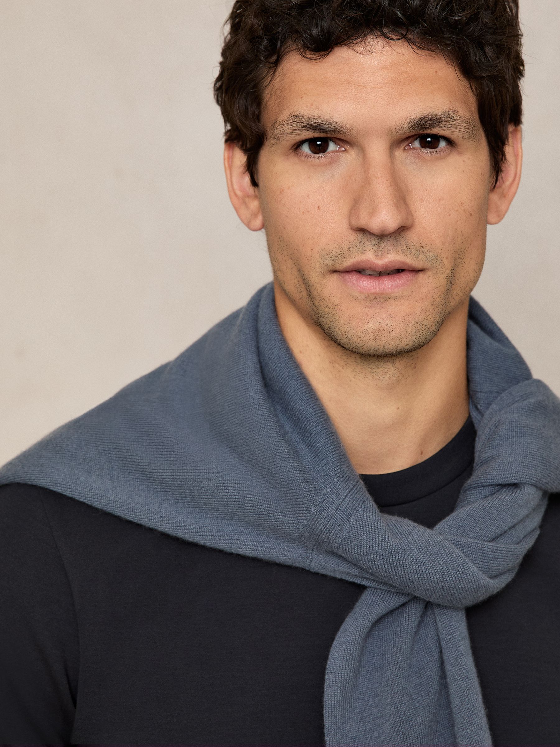 Premium Interlock Crew-Neck T-Shirt in Navy Blue