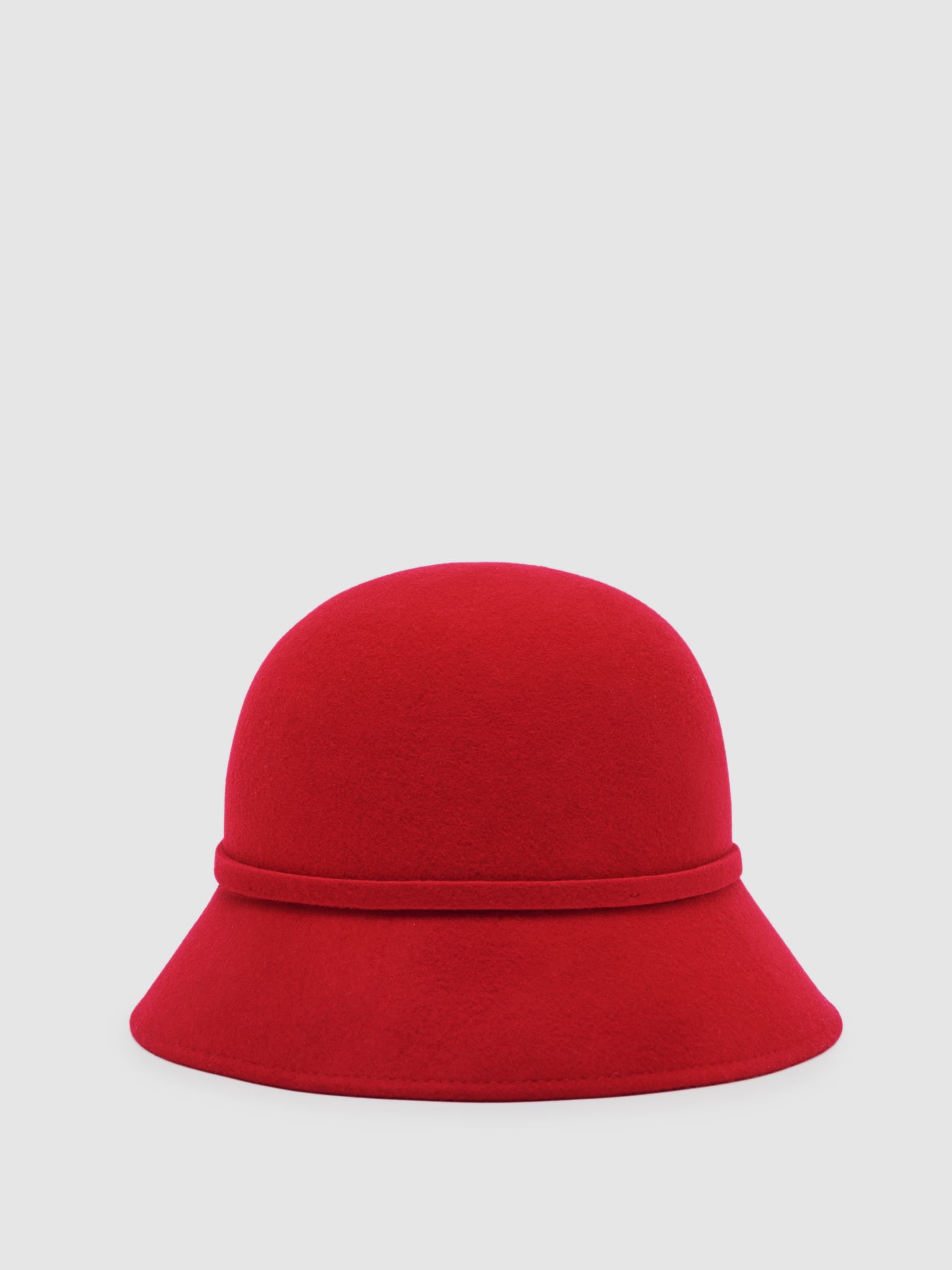 Felted-Wool Bucket Hat in Red