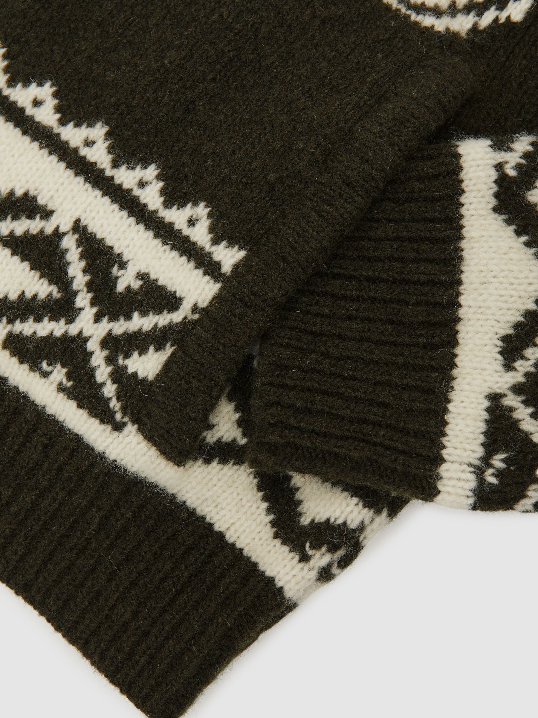 Wool-Blend Fair Isle Zip Jumper in Forest Green