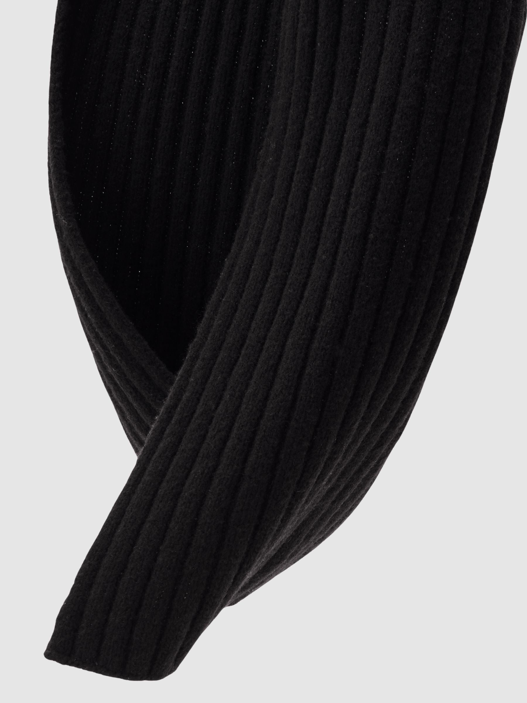 Chunky Rib Wool Blend Scarves in Black