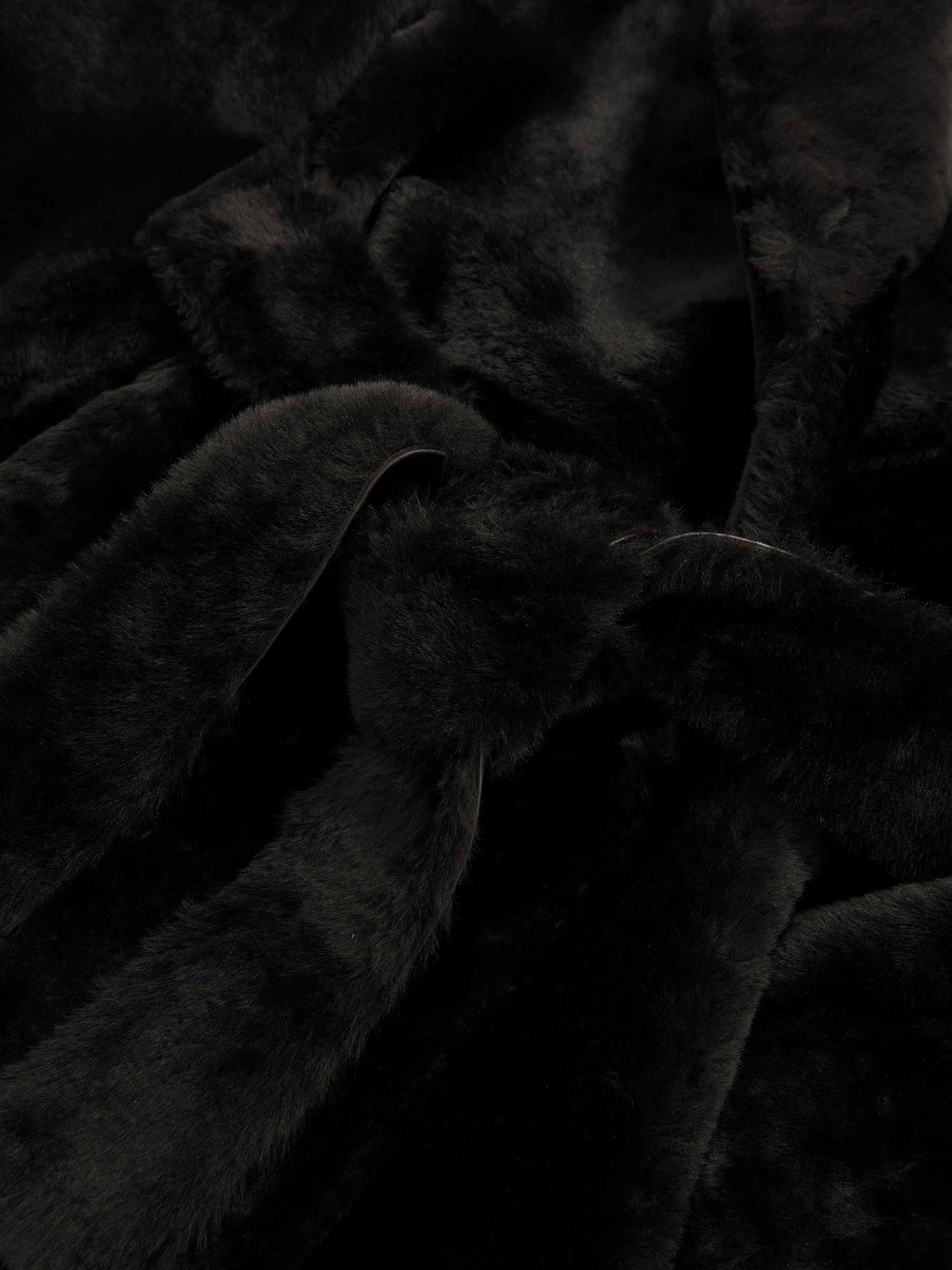 Shearling Belted Coat in Chocolate Brown