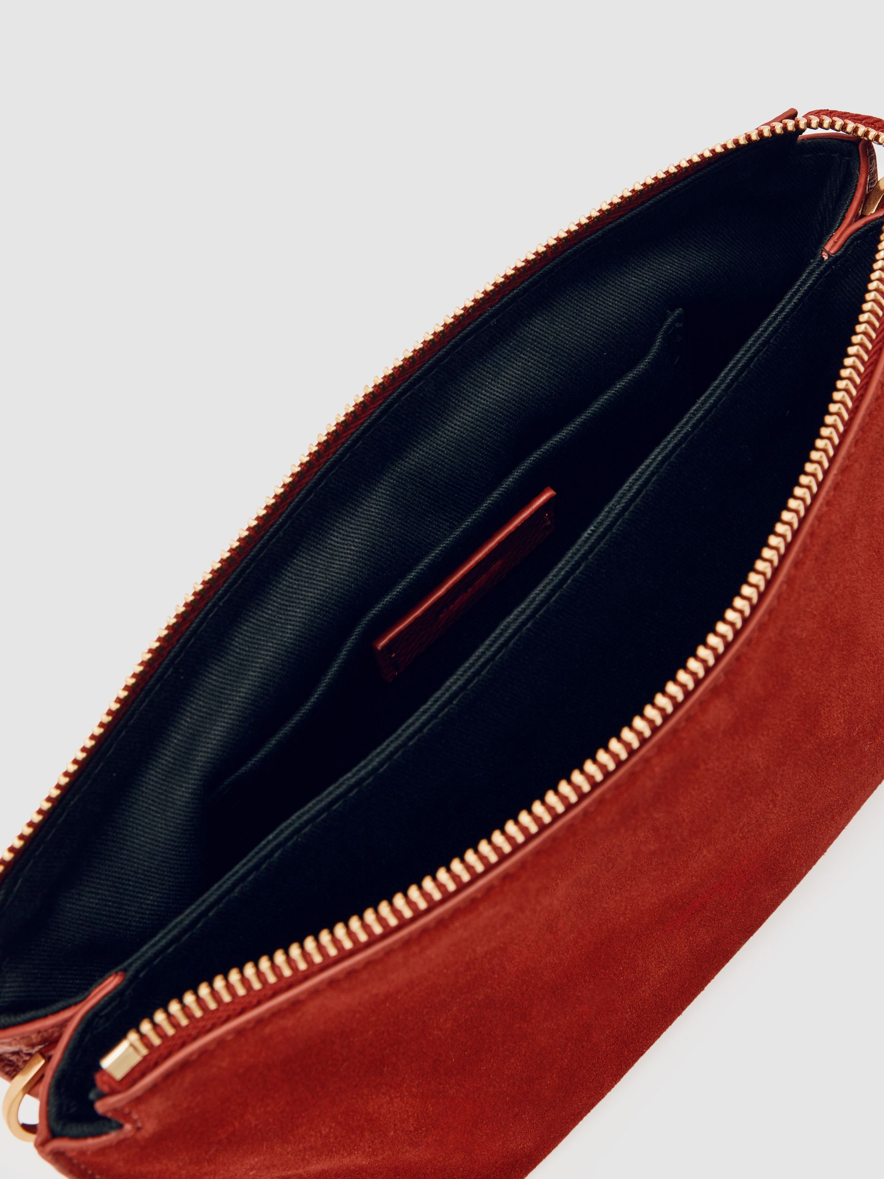 Leather Double-Pouch Crossbody Bag in Red