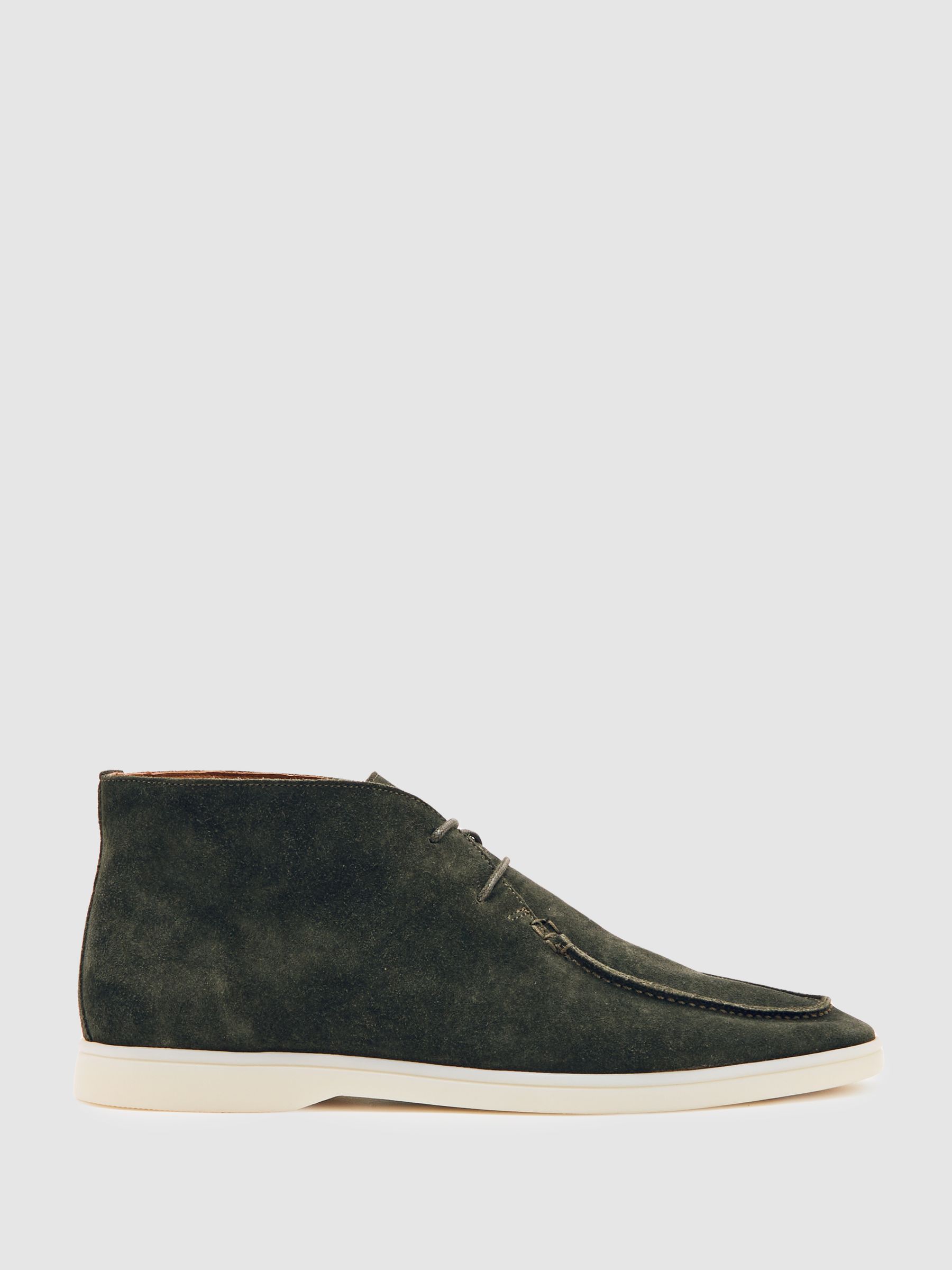 Suede Lace-Up Chukka Boots in Forest Green