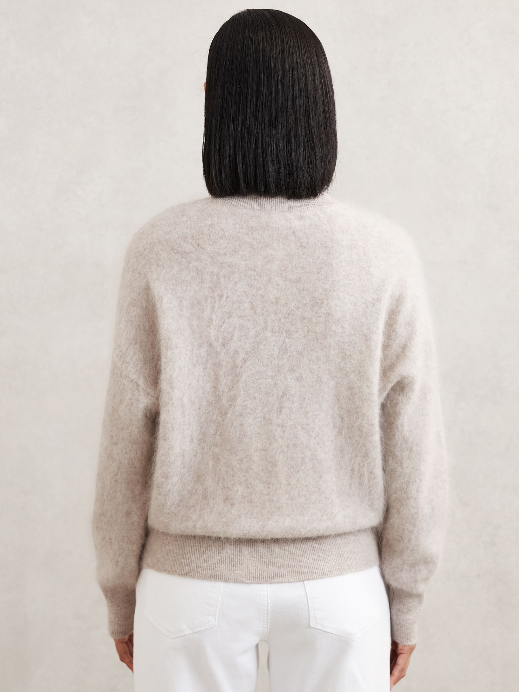 Brushed Cashmere Crew Neck Jumper in Oatmeal Neutral