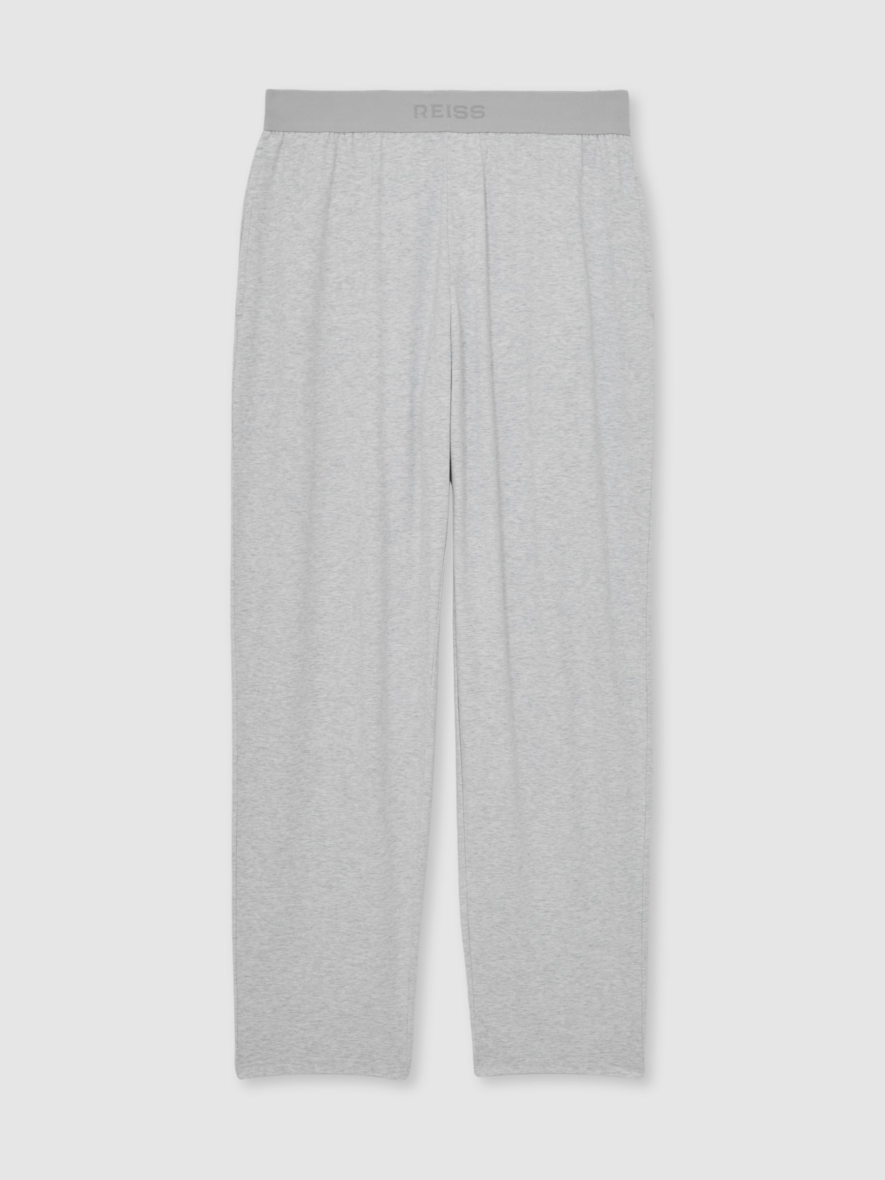Cotton Jersey Logo-Waistband Joggers with Stretch in Soft Grey