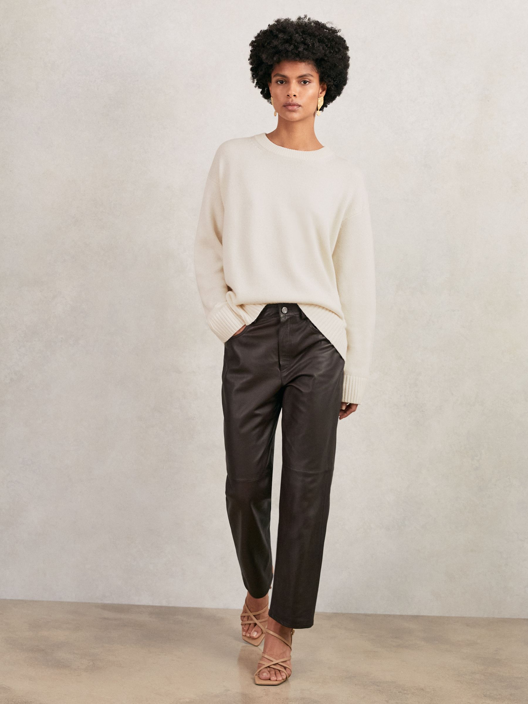 Wool-Cashmere Crew-Neck Jumper in Cream