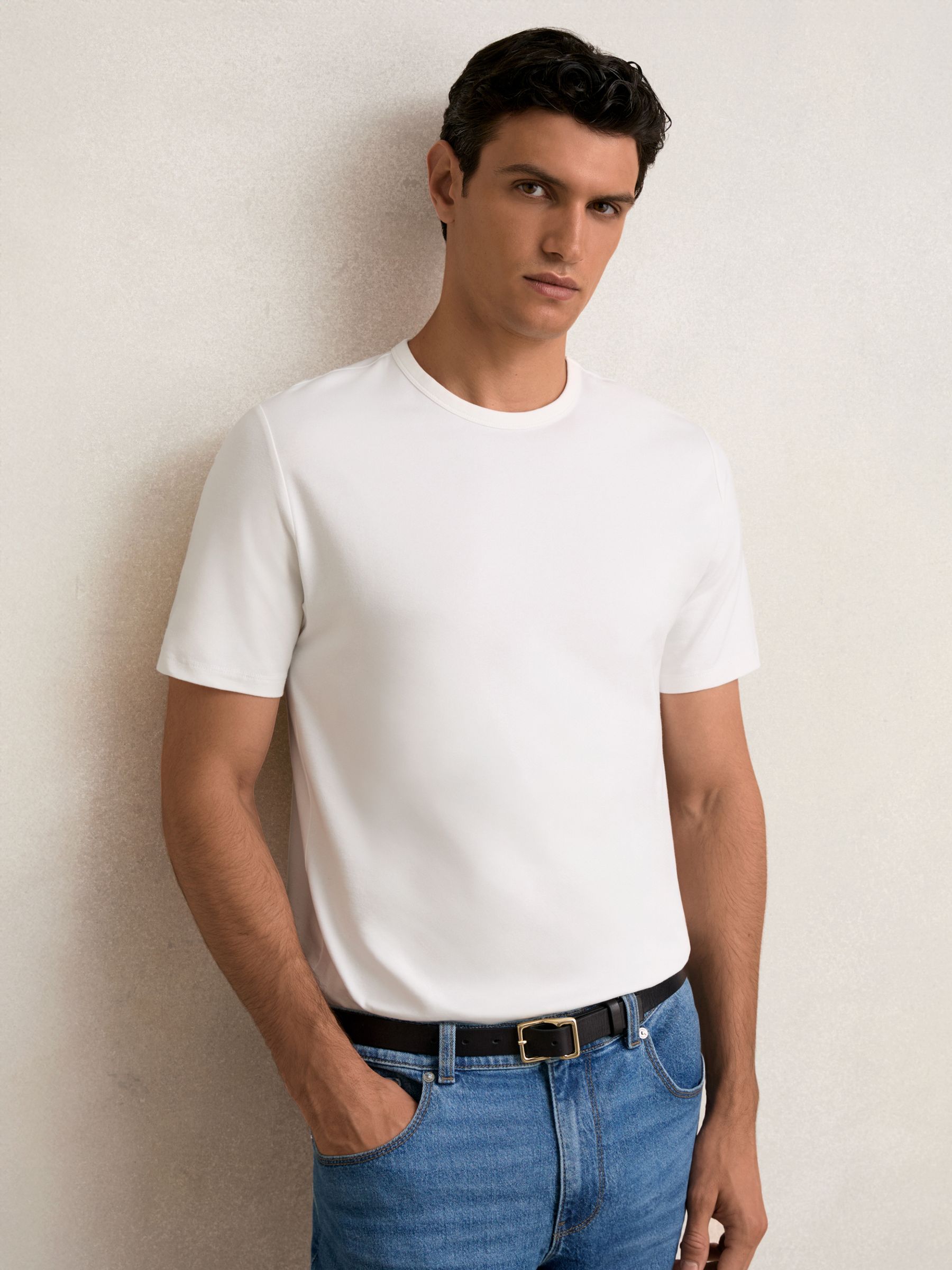 Stretch-Cotton Crew-Neck T-Shirt in White