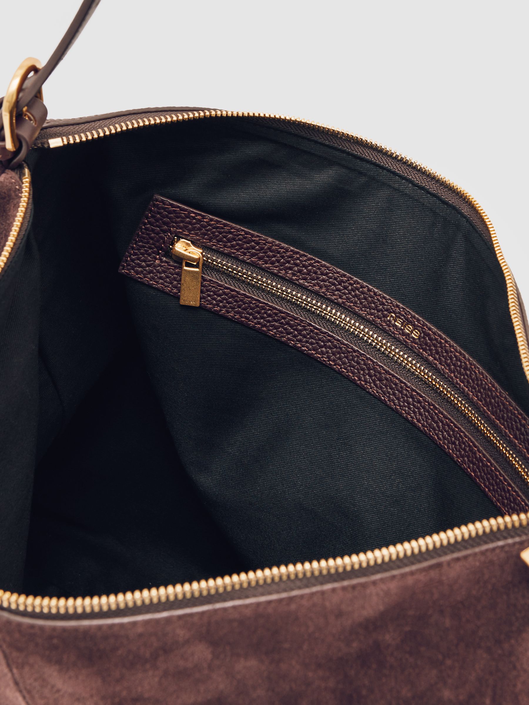 Grained Leather Tote Bag in Burgundy