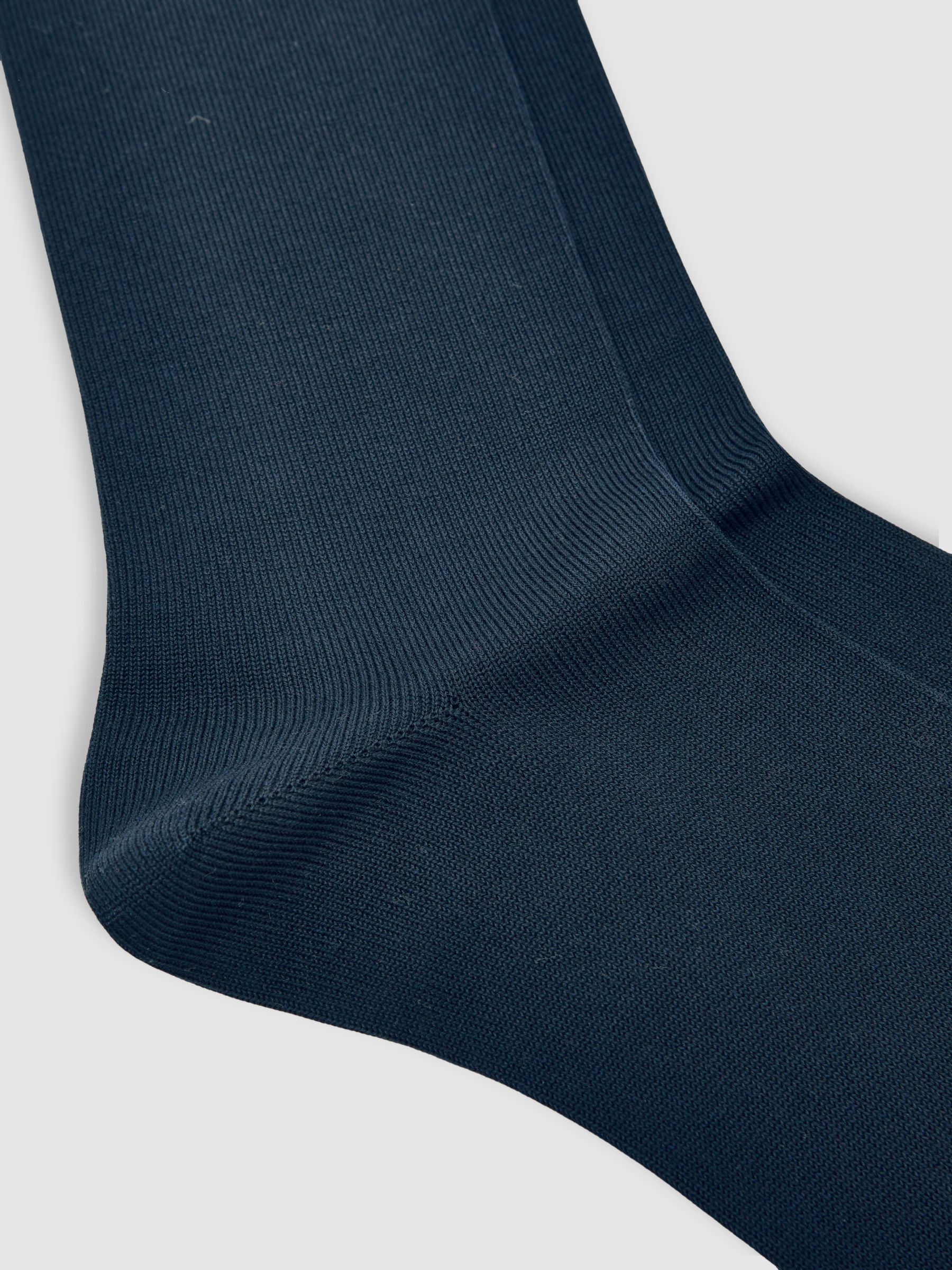 Cotton-Blend Logo Embroidery Socks in Navy
