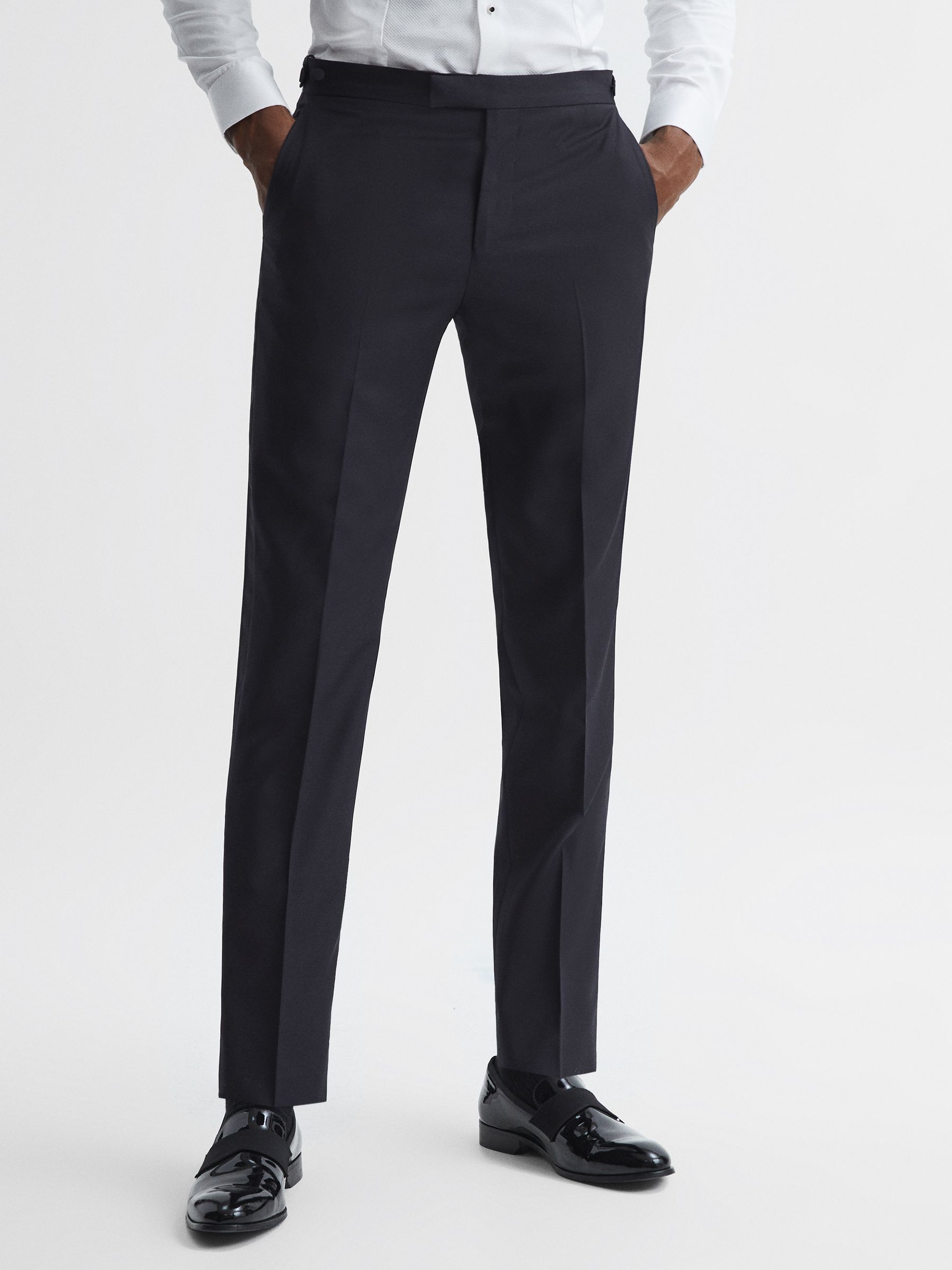 Expose T Navy Wool Textured Regular Fit Trousers
