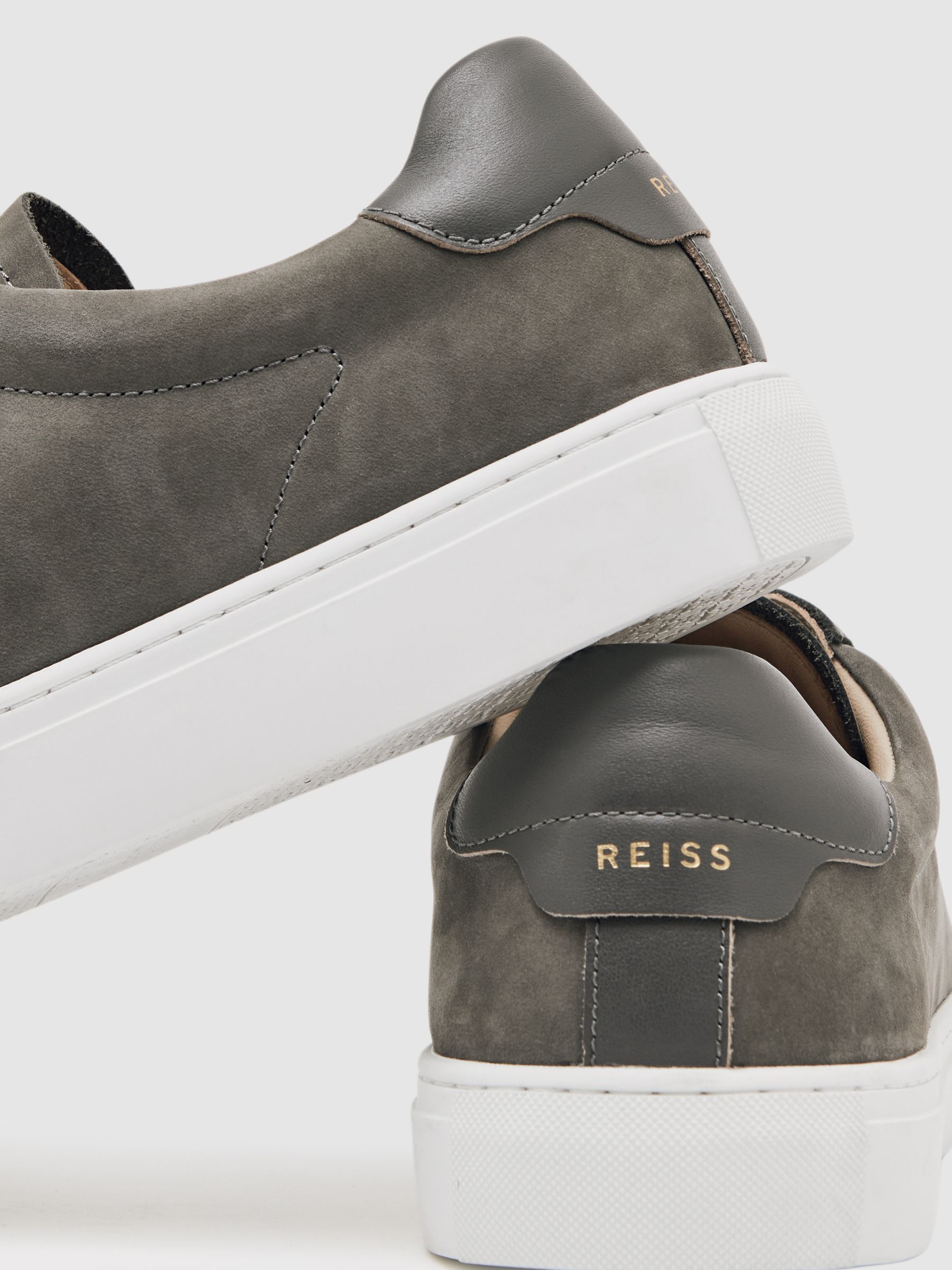 Nubuck Leather Low-Top Trainers in Grey