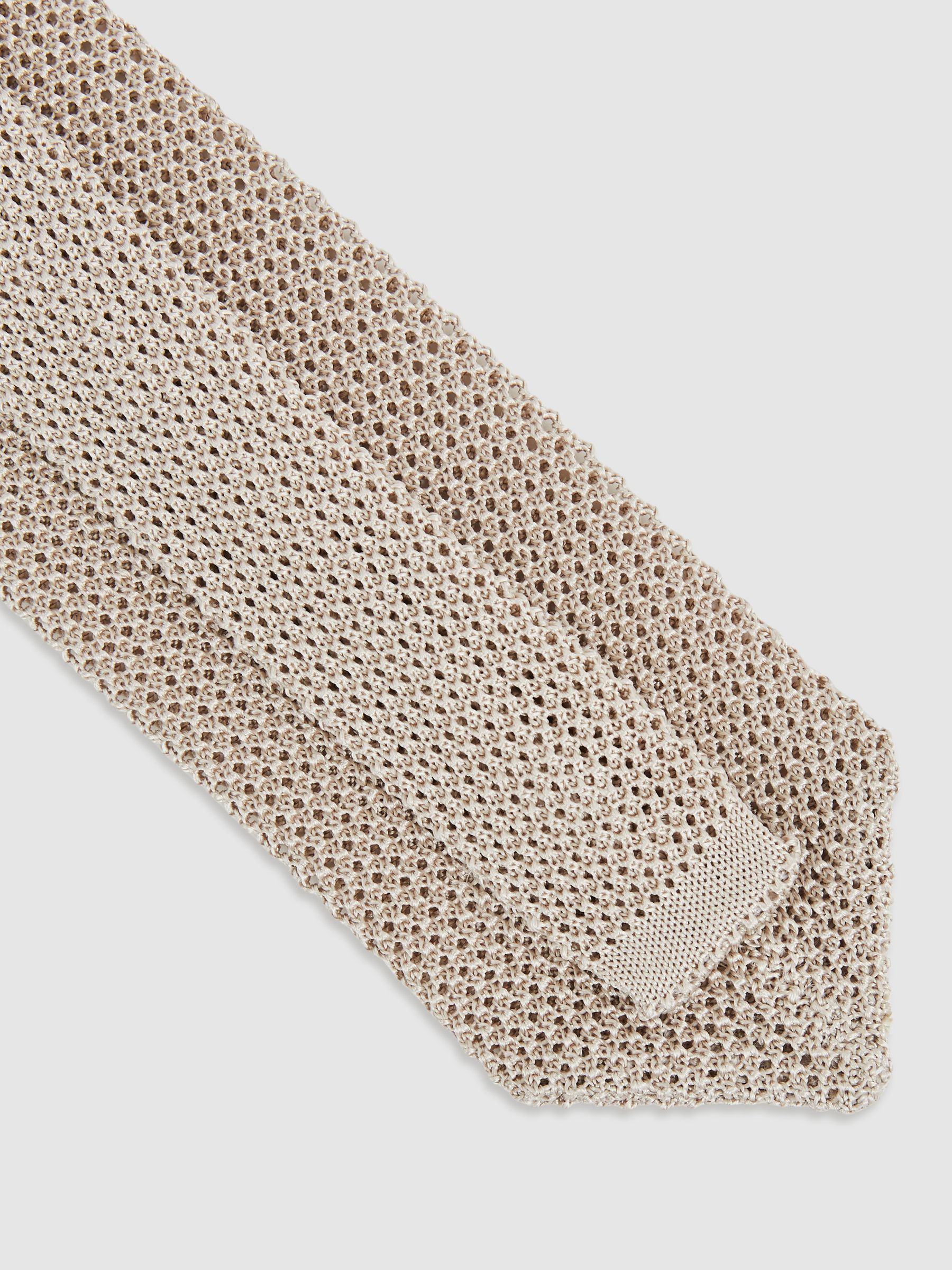 Silk Knitted Tie in Champagne