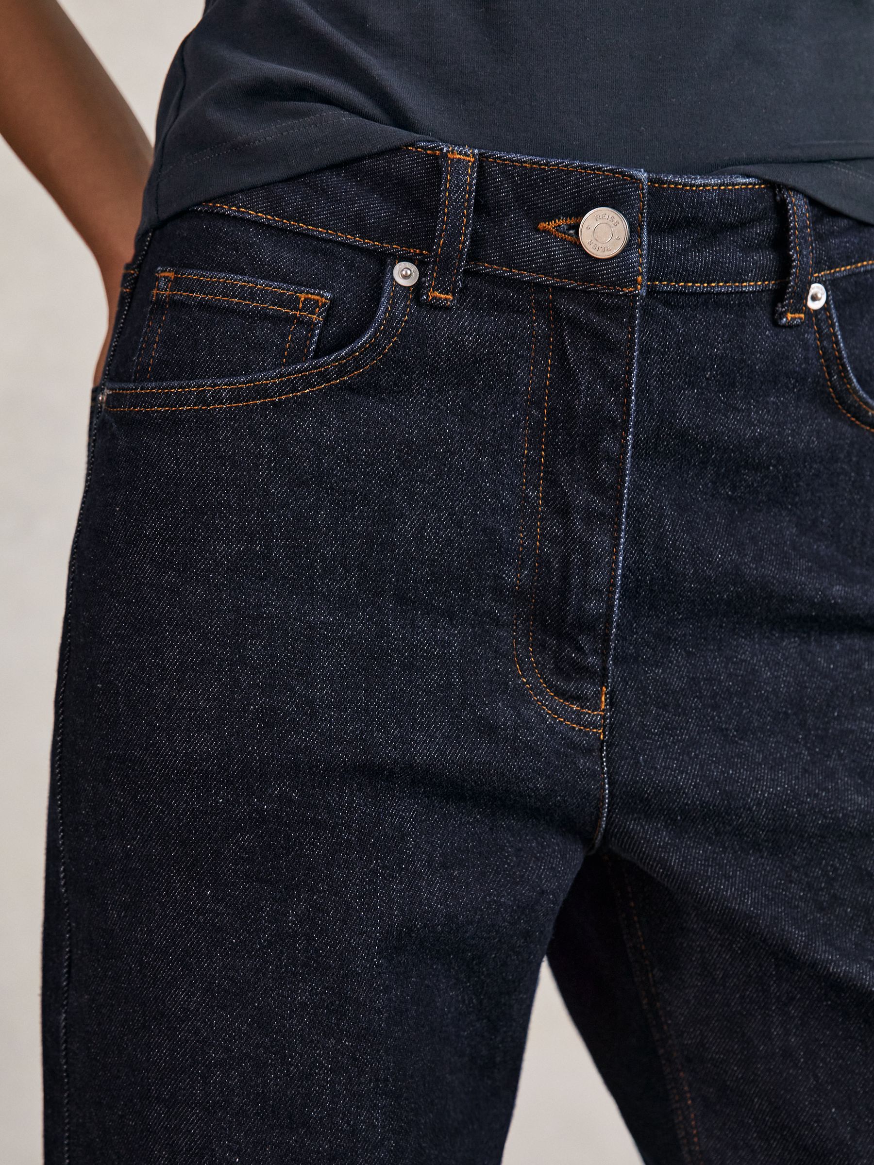 Mid-Rise Straight-Leg Jeans in Dark Blue