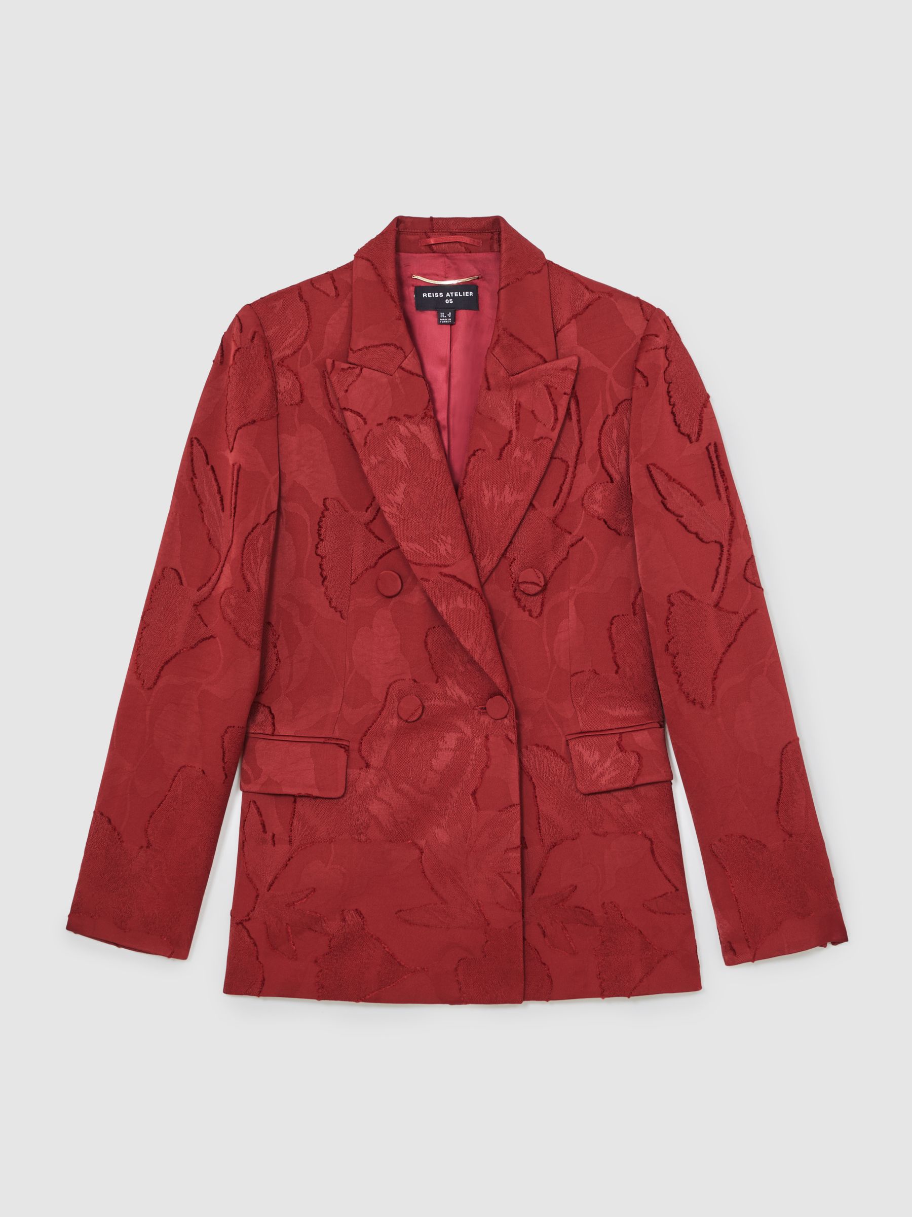 Atelier Jacquard Double-Breasted Blazer in Red