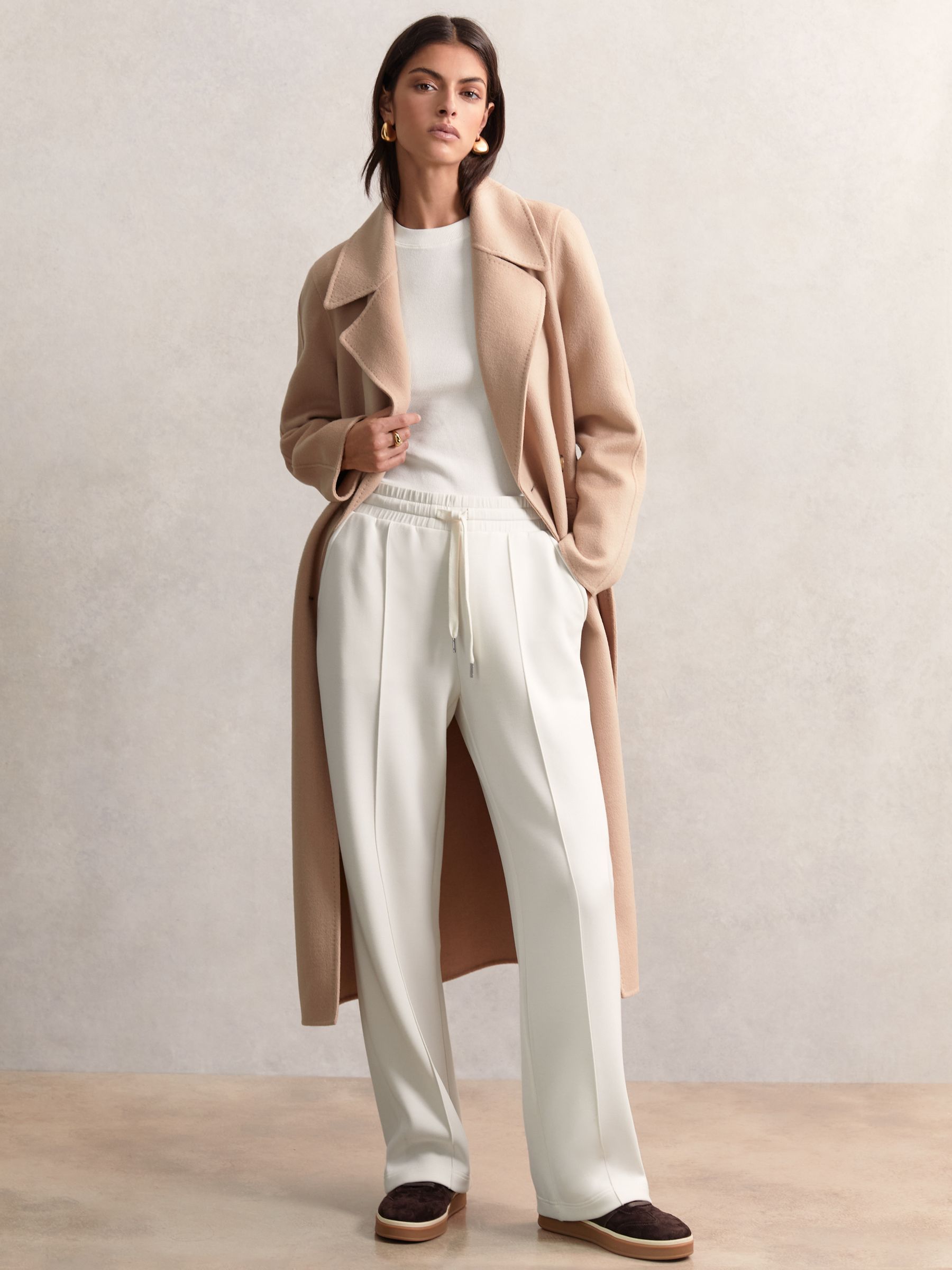 Petite Modal-Blend Interlock Wide-Leg Joggers in Ivory