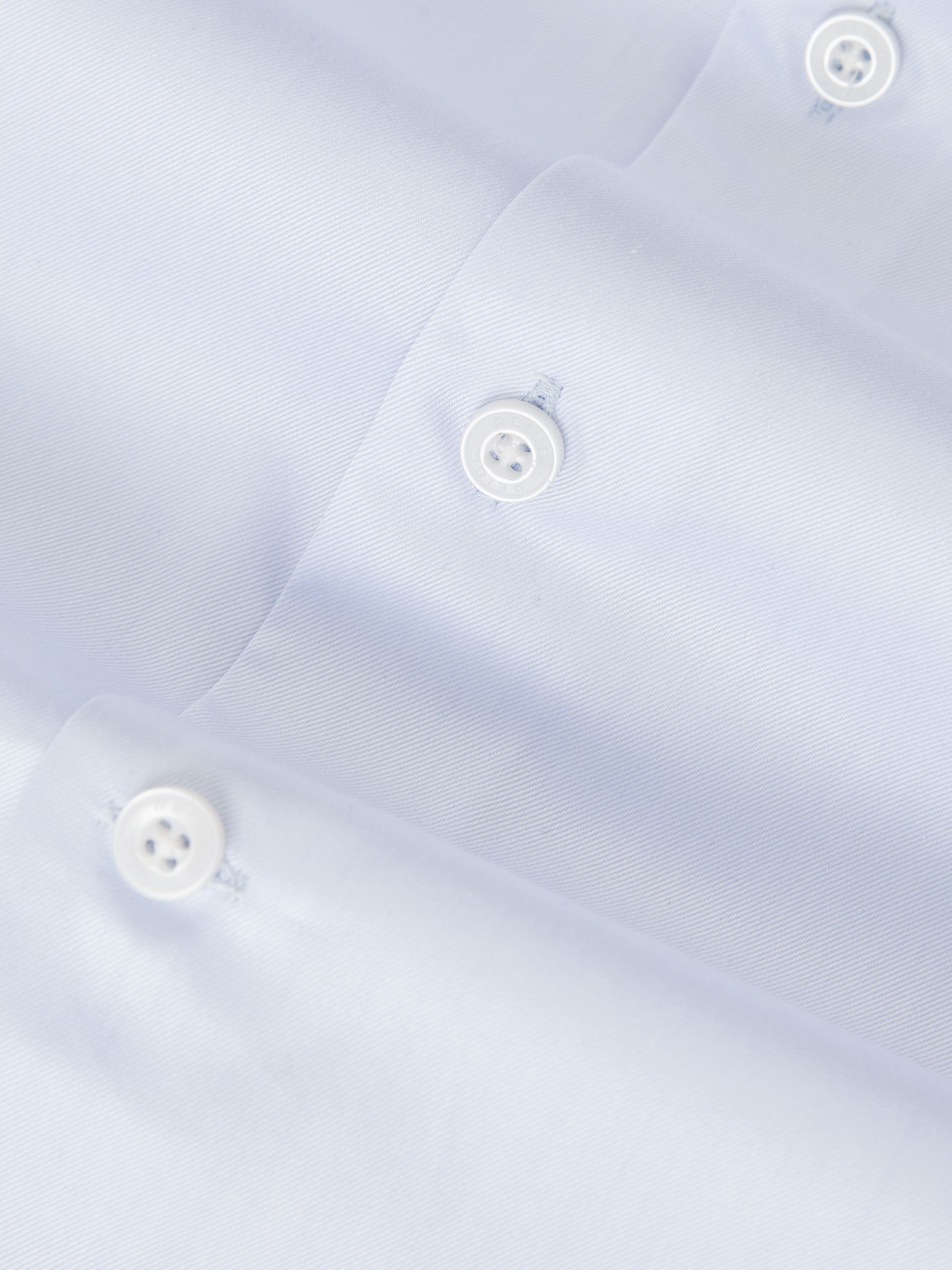 Slim Fit Cotton Pin Collar Shirt in Soft Blue