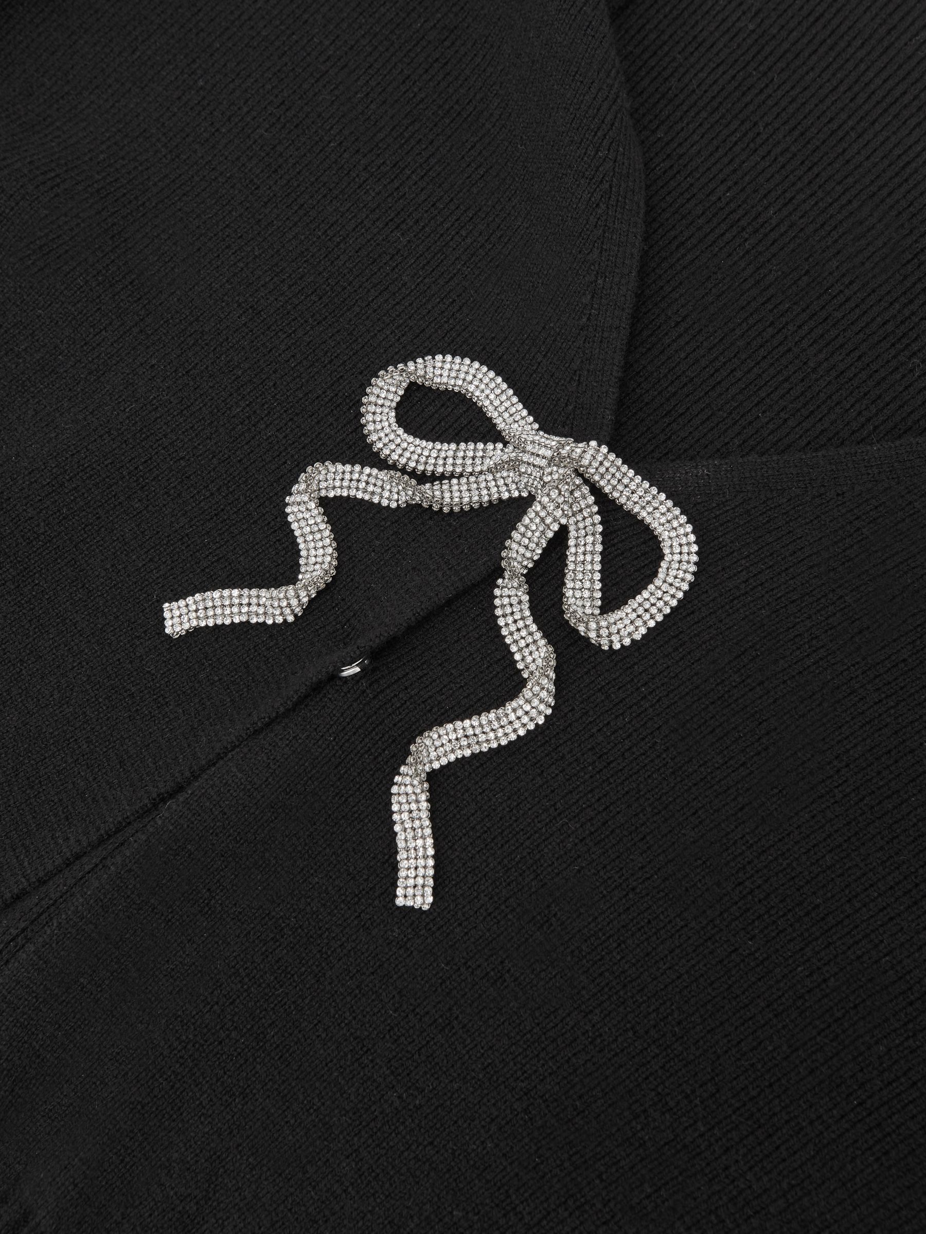 Wool-Blend Crystal-Bow Cardigan With Cashmere in Black