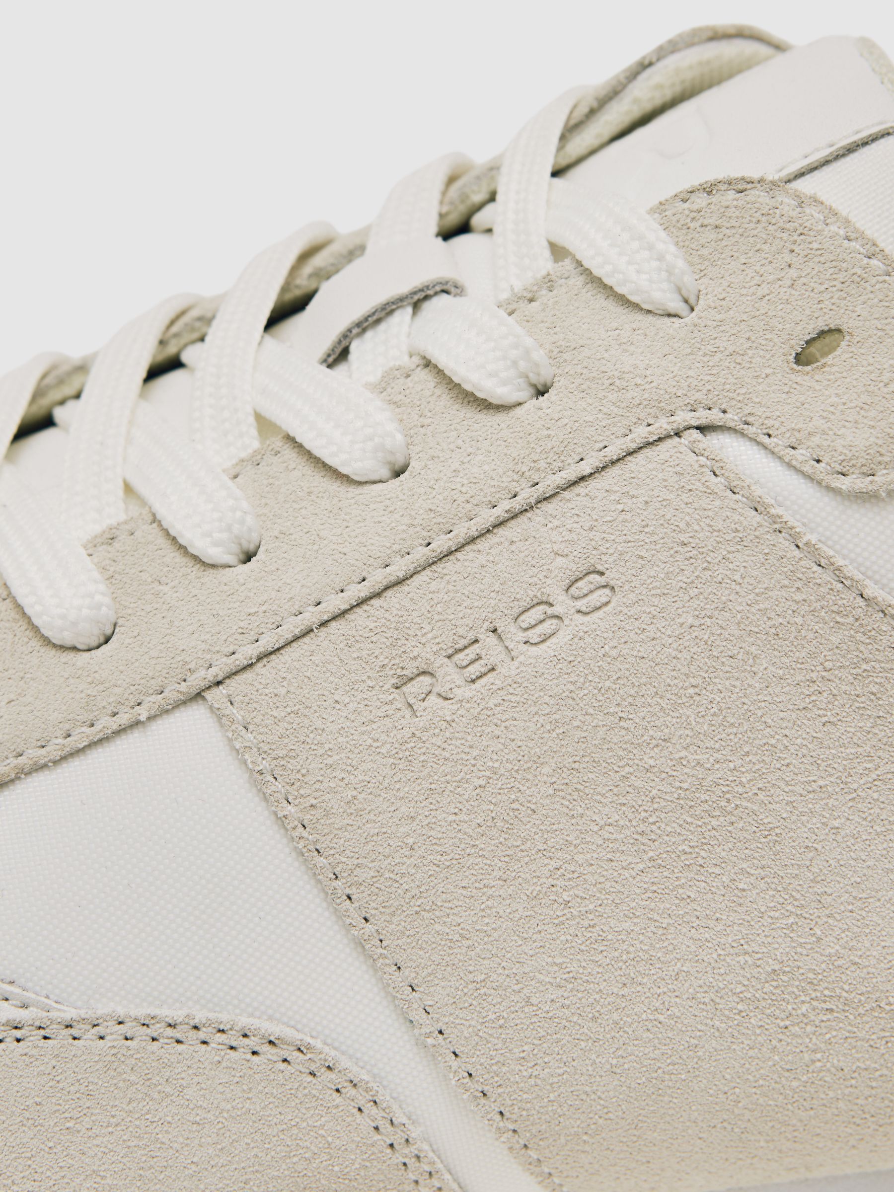 Suede Lace-Up Running Trainers in White