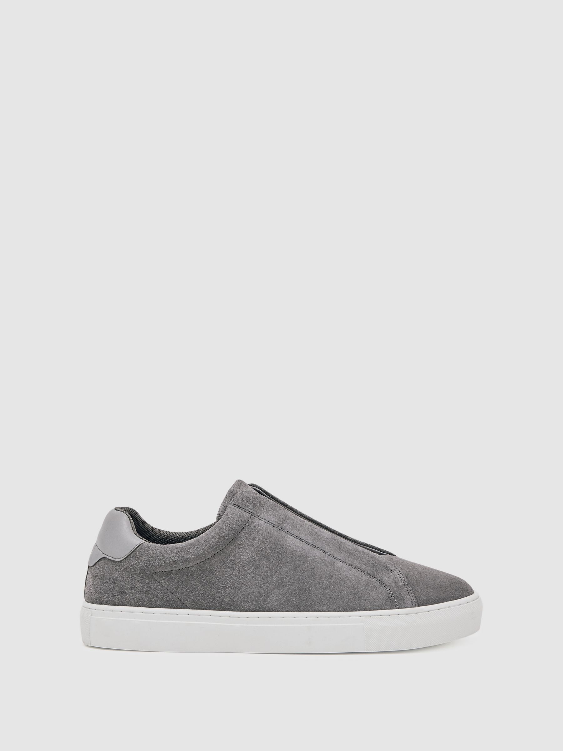 Suede Slip-On Elasticated Trainers in Grey