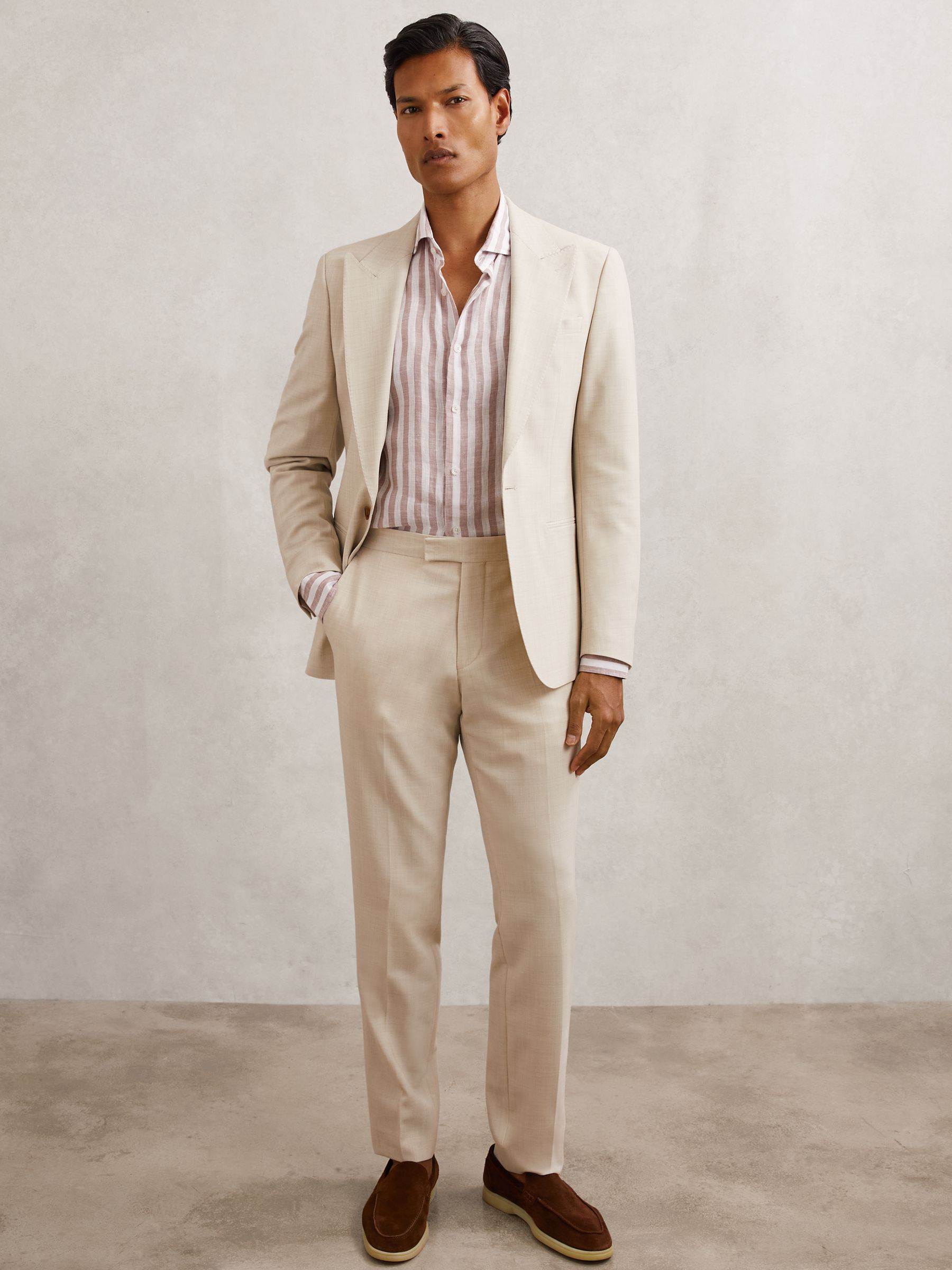 Linen Stripe Long-Sleeve Shirt in Dusty Rose/White Stripe